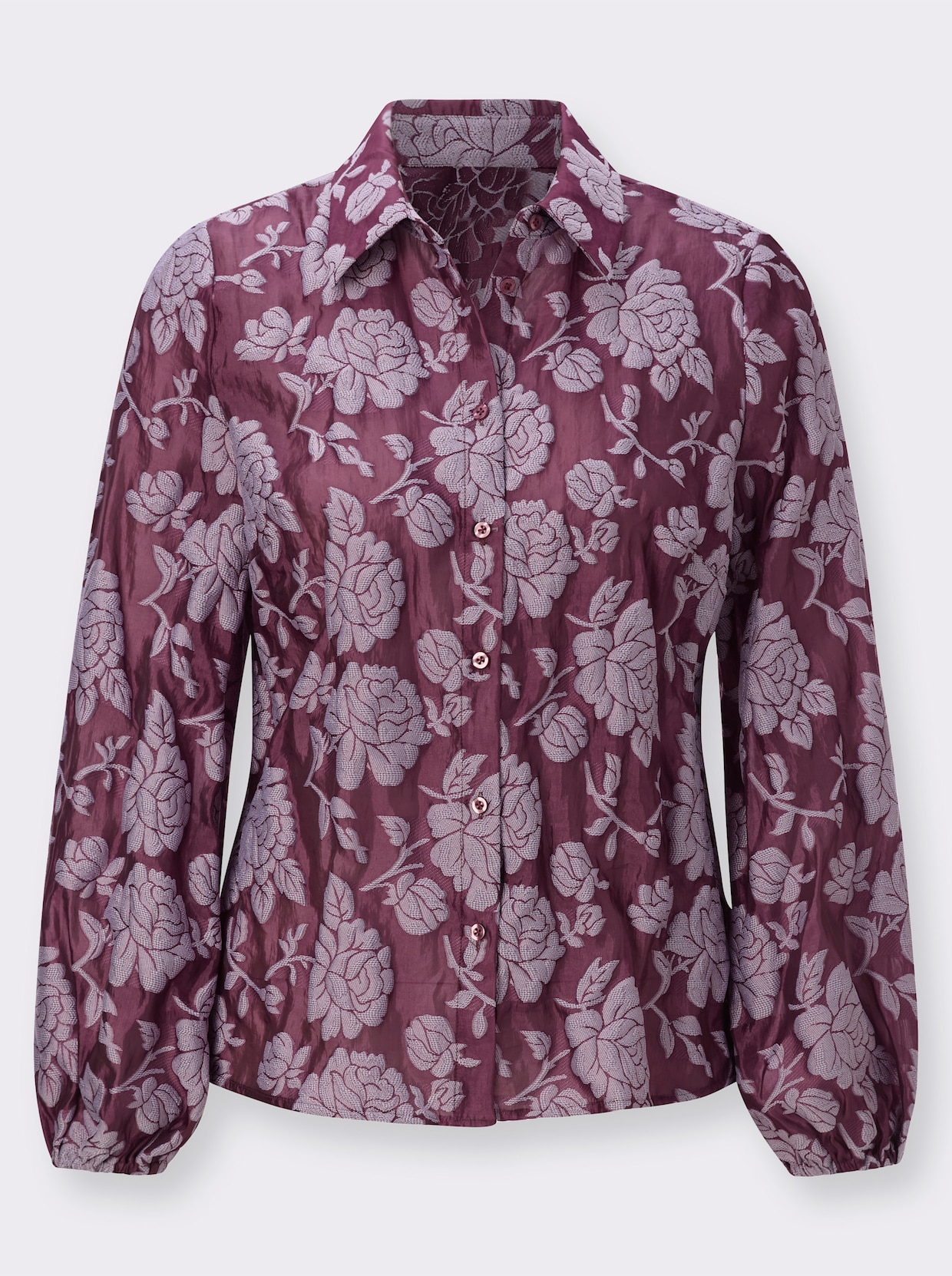 Blouse met lange mouwen - bordeaux/lila gedessineerd