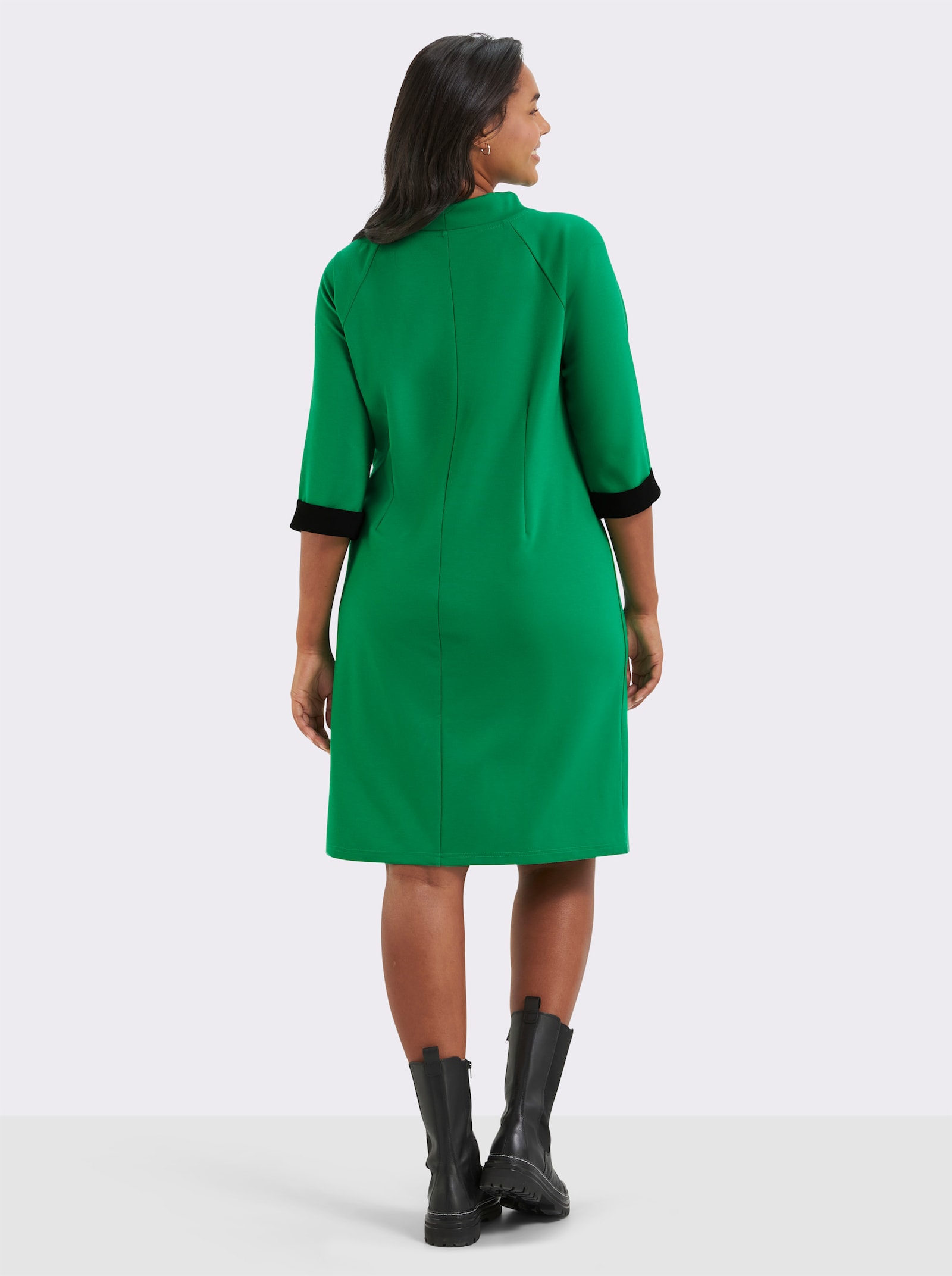 Jerseykleid mit Kontrast-Akzenten - grasgrün