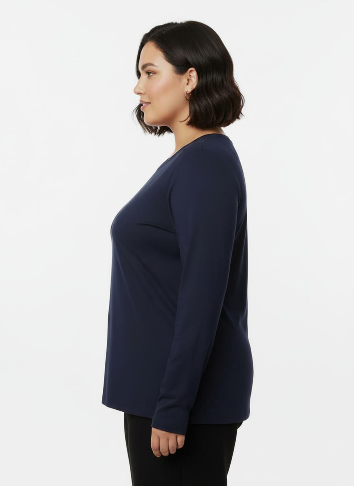 Rundhalsshirt mit zertifizierter Baumwolle - marine