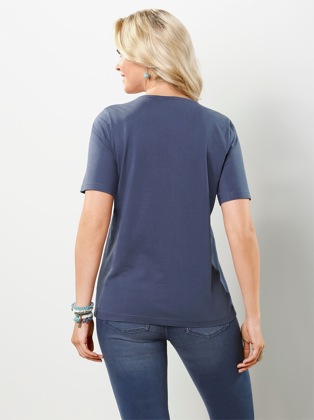 Tričko s krátkymi rukávmi - džínsová modrá