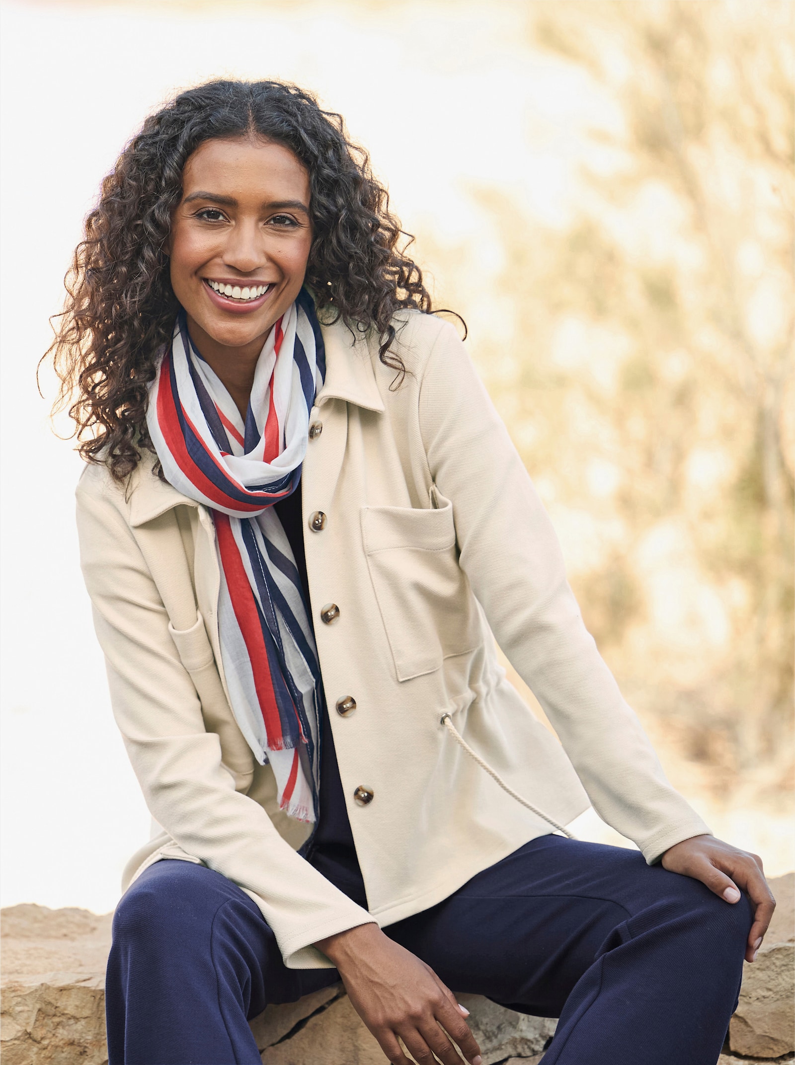 heine Sweatblazer mit Tunnelzug - sand