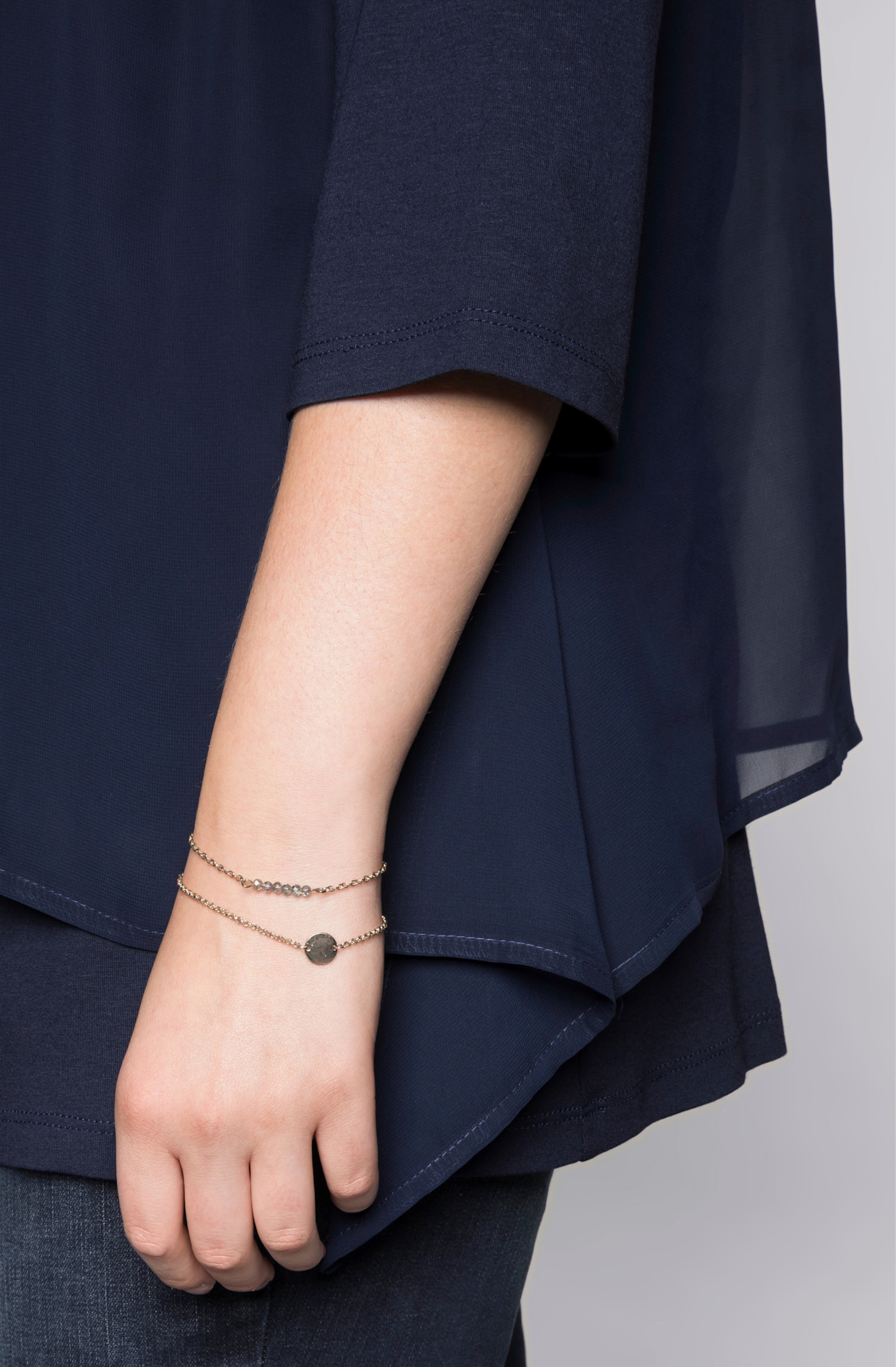 sheego Blusenshirt mit Zipfelsaum - marine