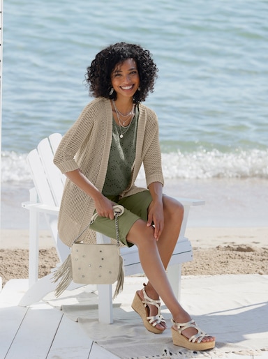heine Ajourstrickjacke - sand