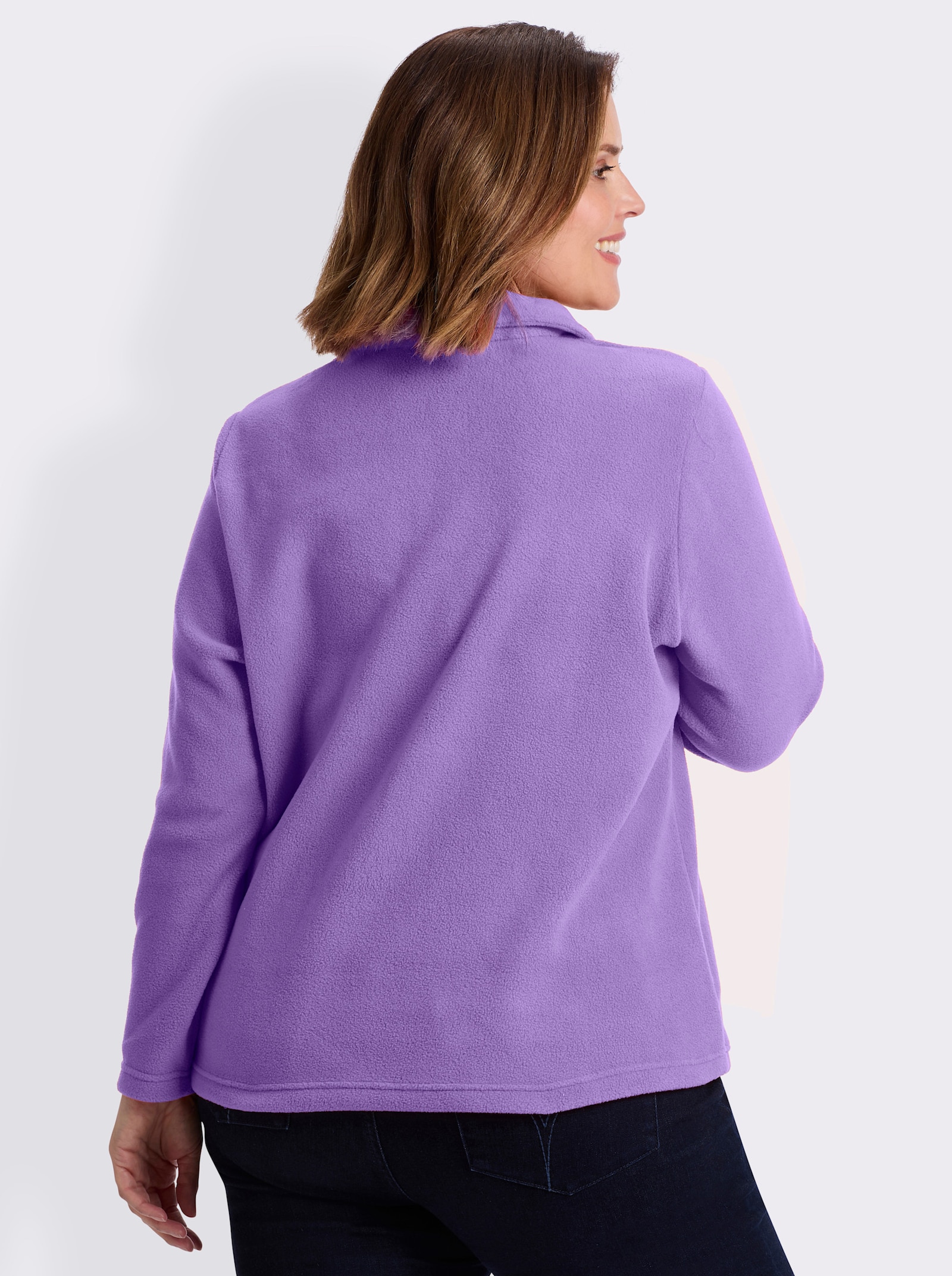 Fleeceshirt mit Troyerkragen - flieder