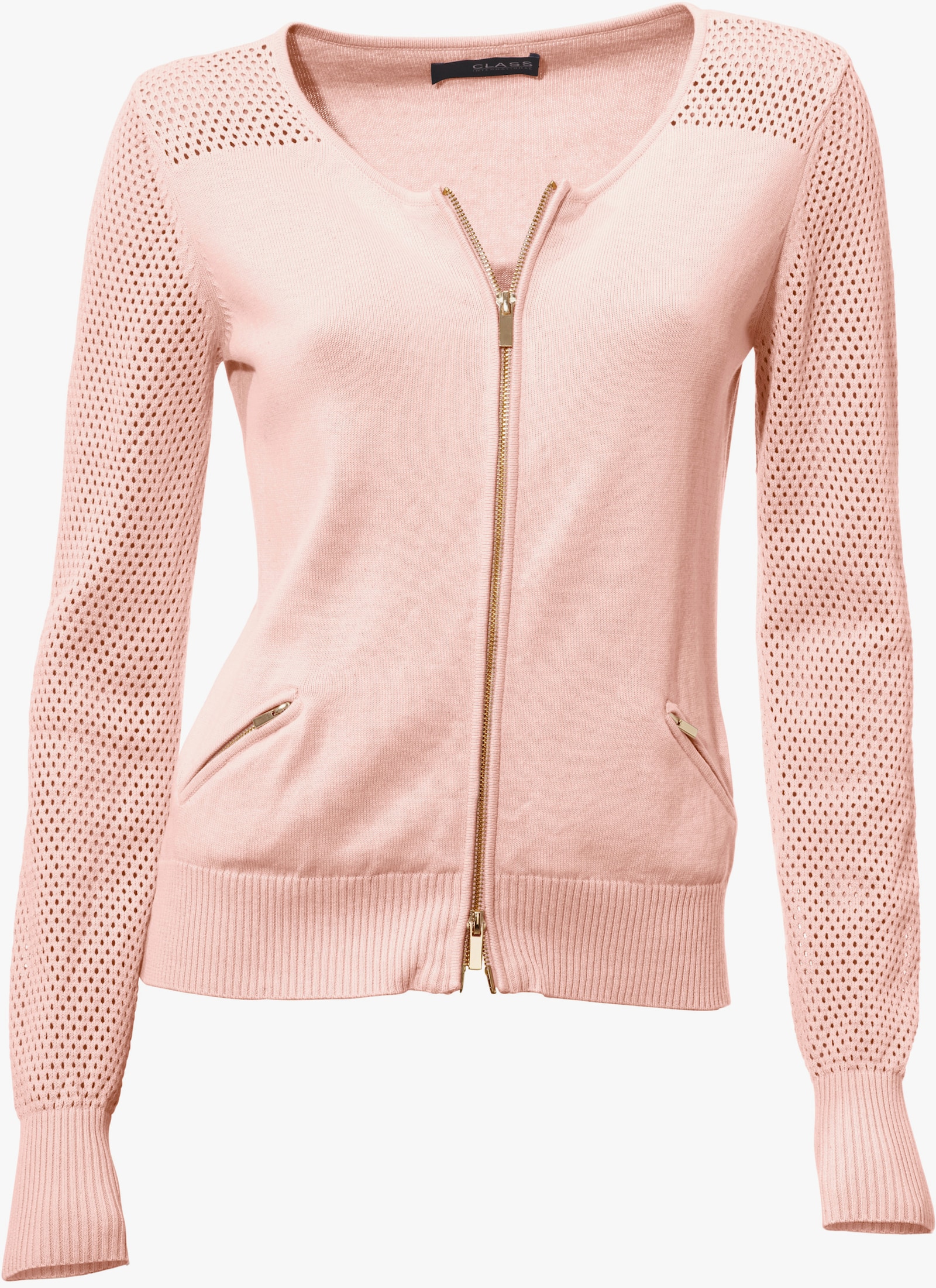 heine Feinstrickjacke mit 2-Wege-Reißverschluss - rosa