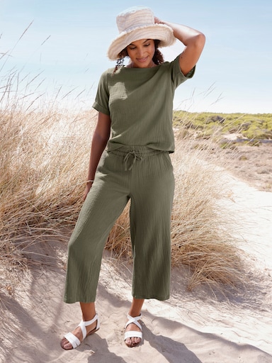 Schlupfbluse im Oversize-Schnitt - khaki
