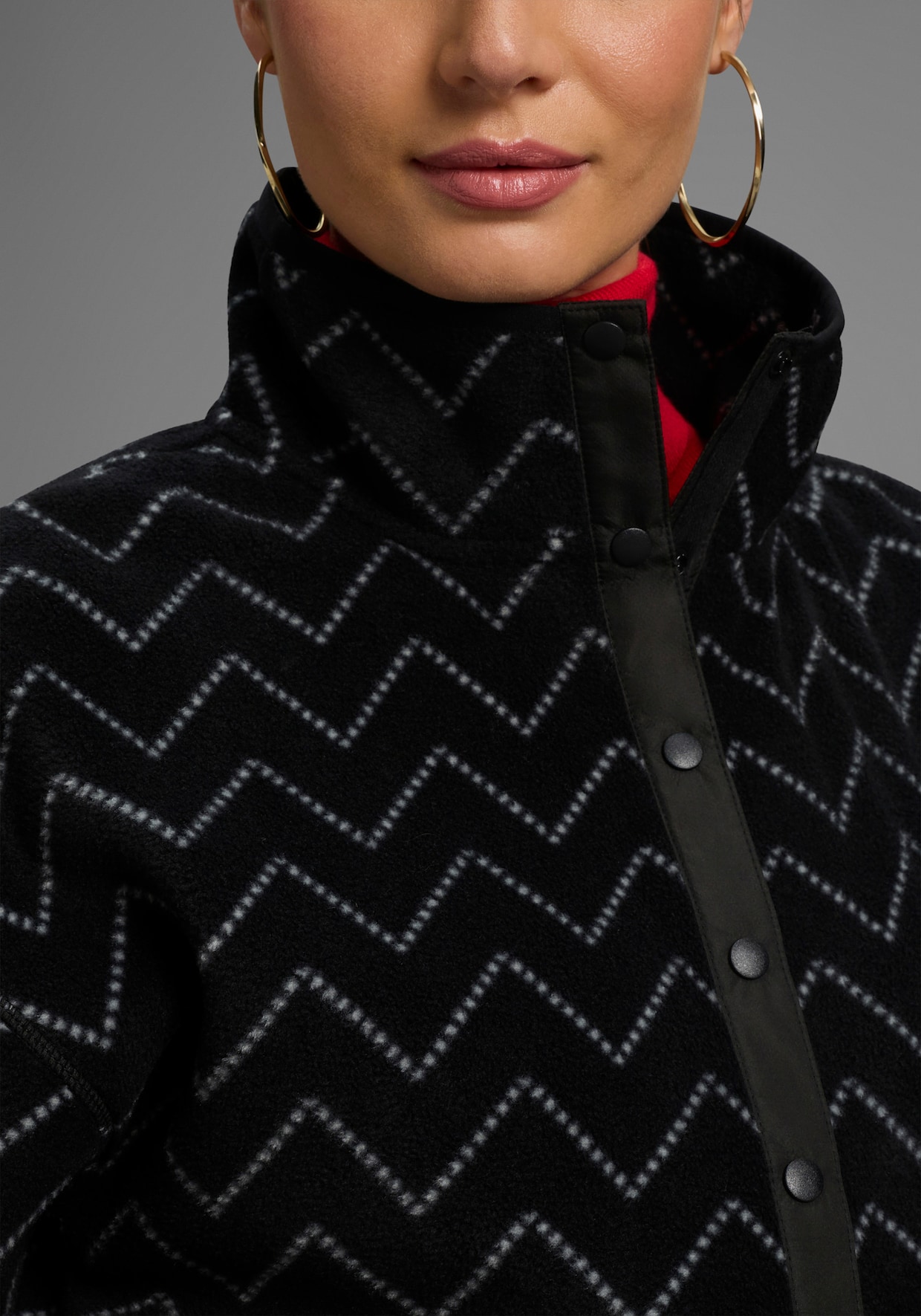 Fleecepullover - schwarz-grau