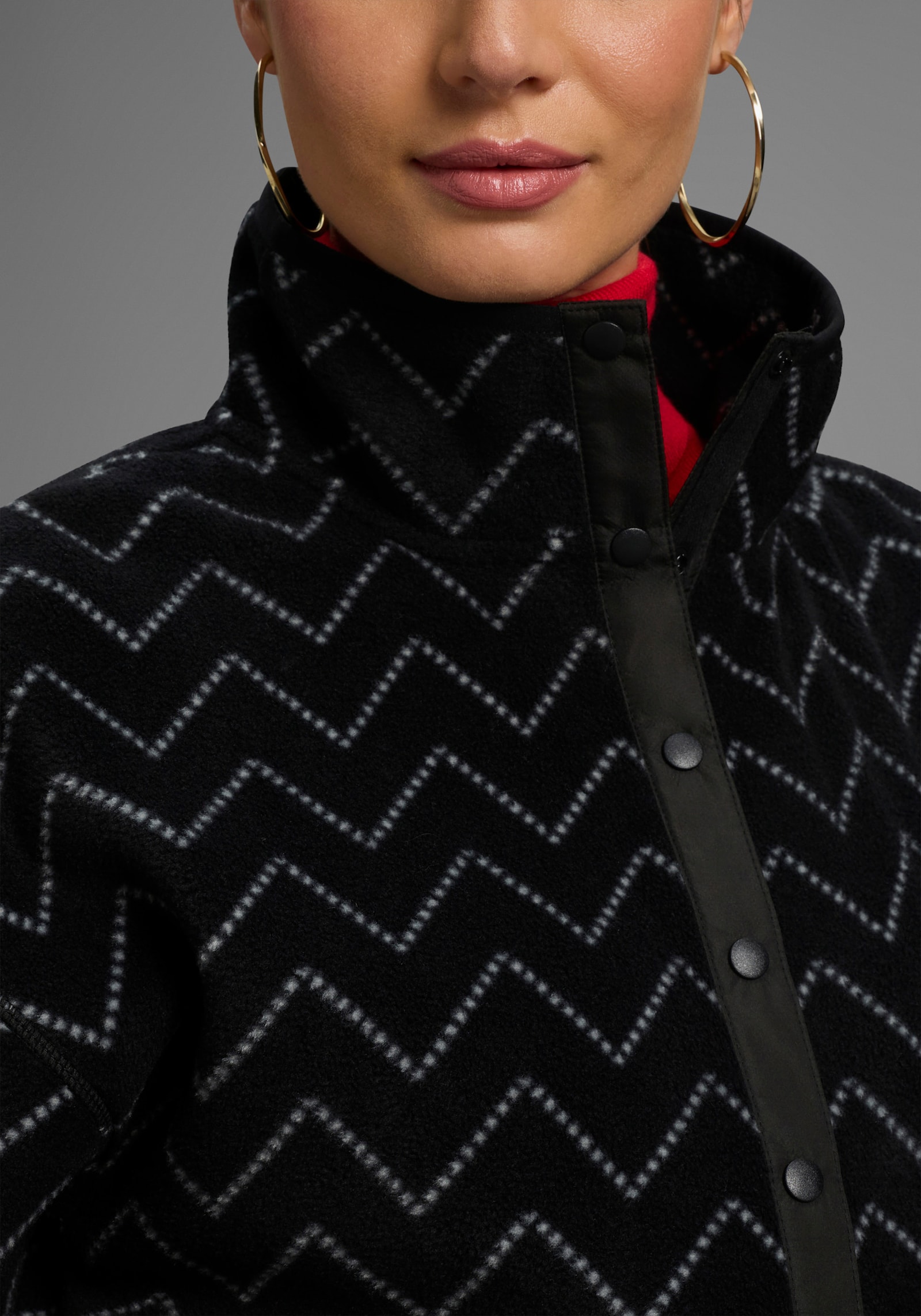 Polarino Fleecepullover - schwarz-grau