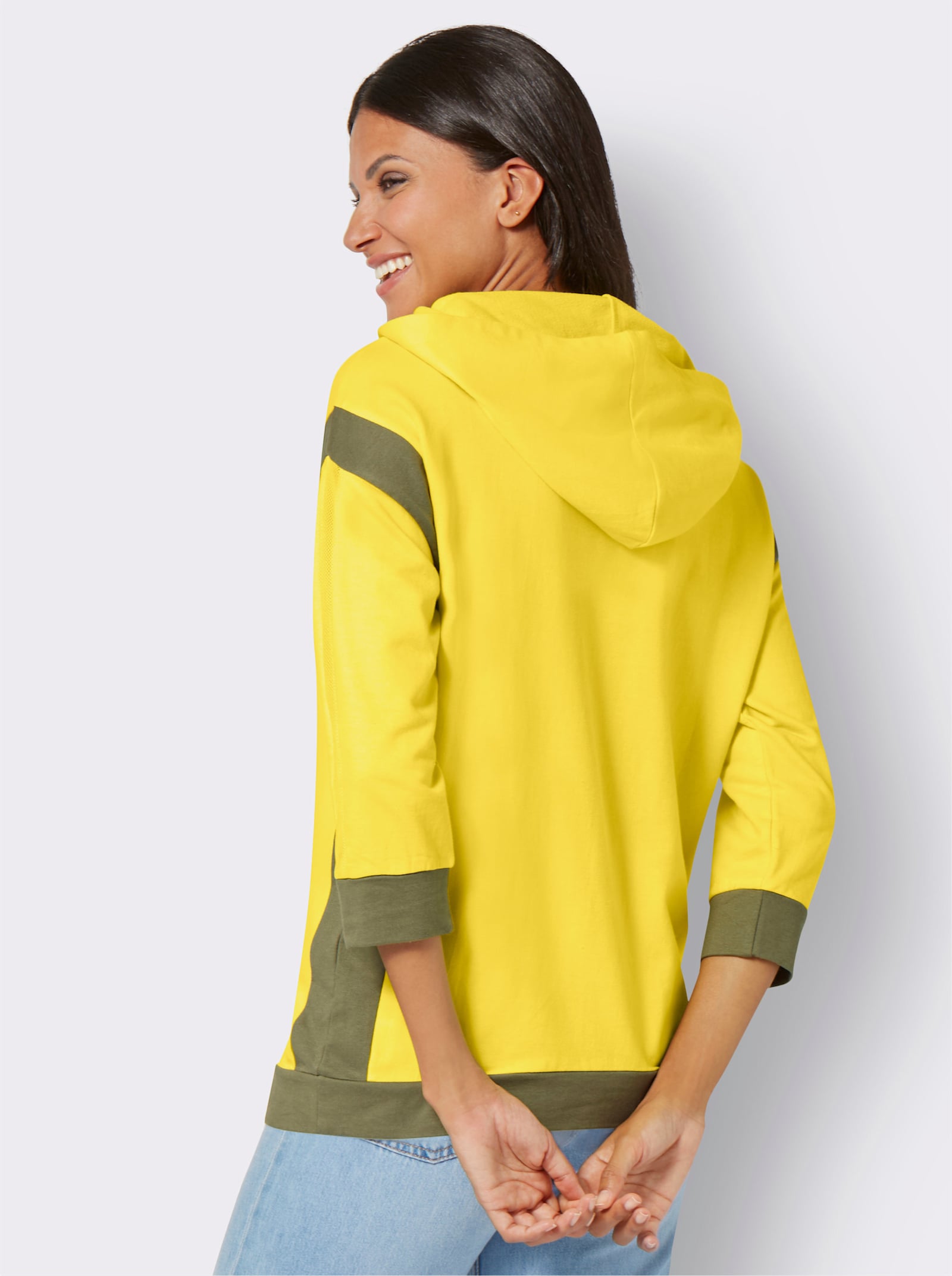 Sweatshirt mit goldfarbenem Folien-Print - limone-khaki