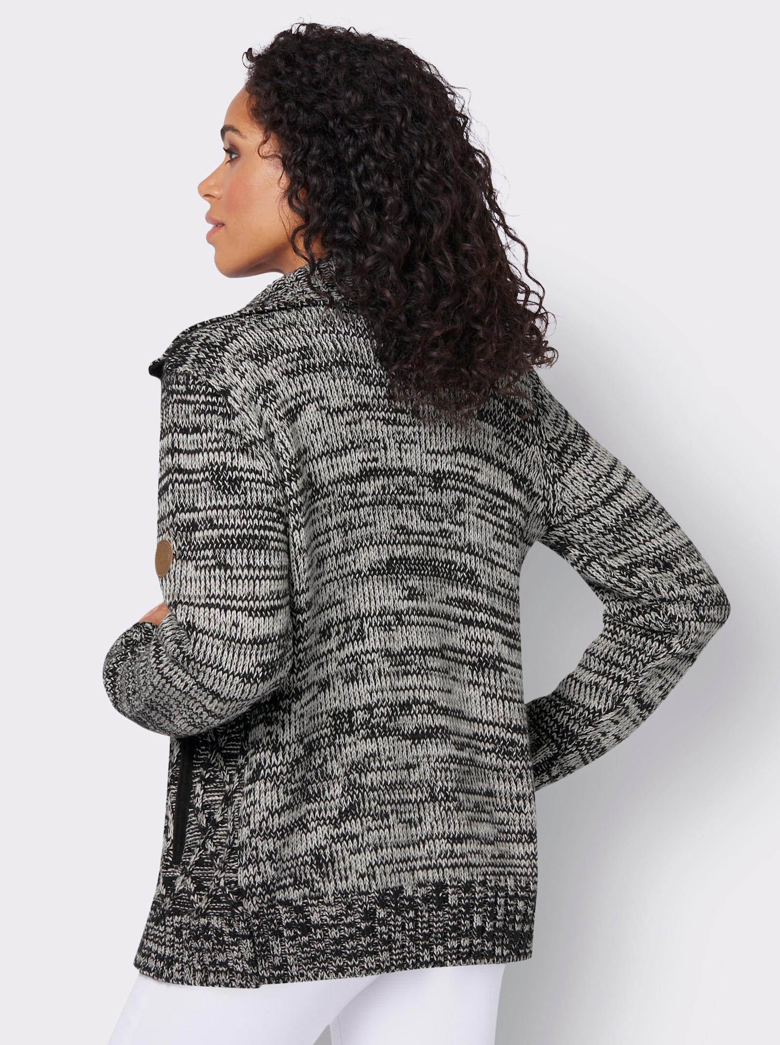 Vest, achter glad gebreid - zwart gemêleerd