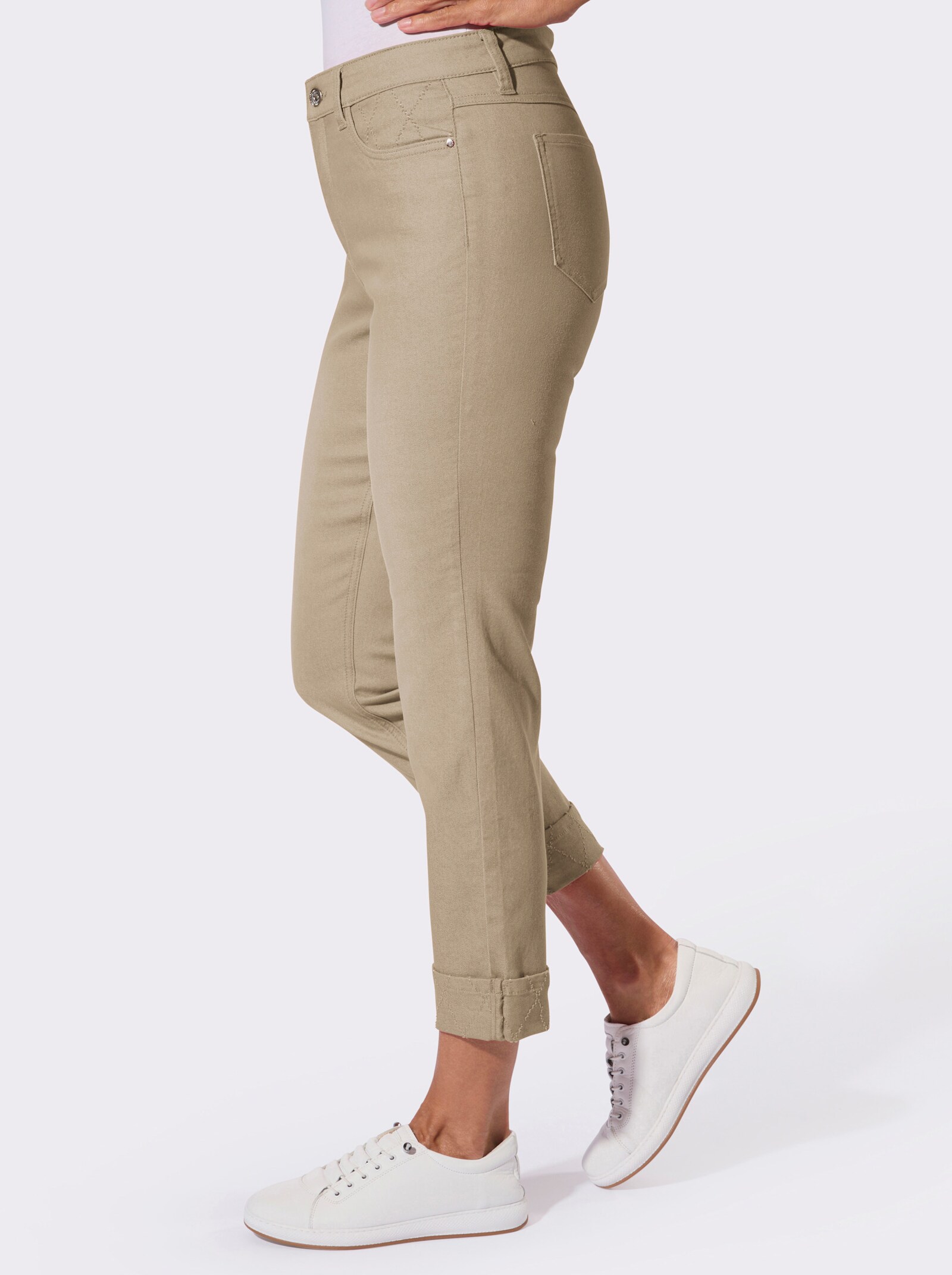 7/8-Jeans mit fixiertem Beinaufschlag - beige