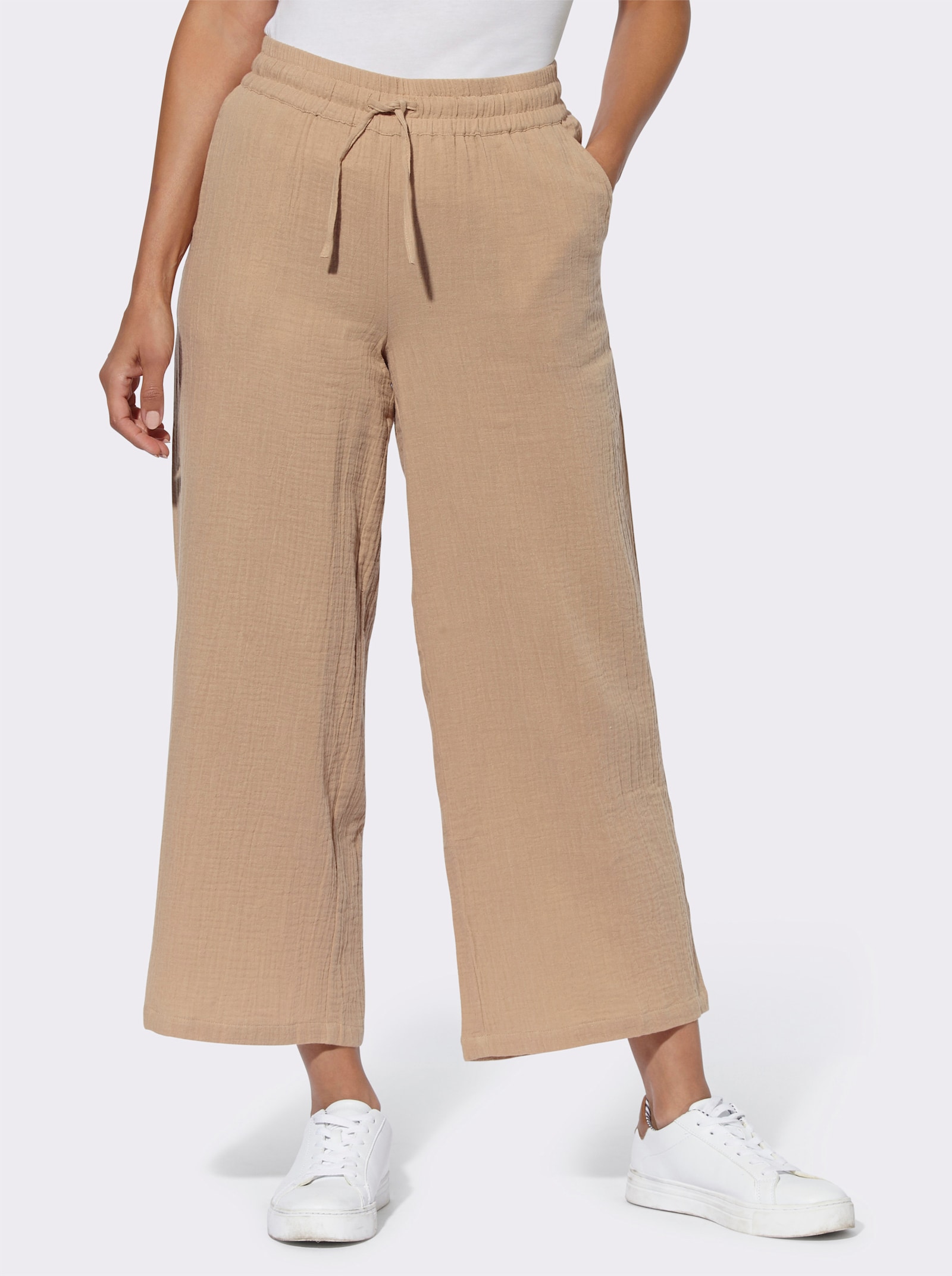 Culotte in Struktur-Qualität - camel