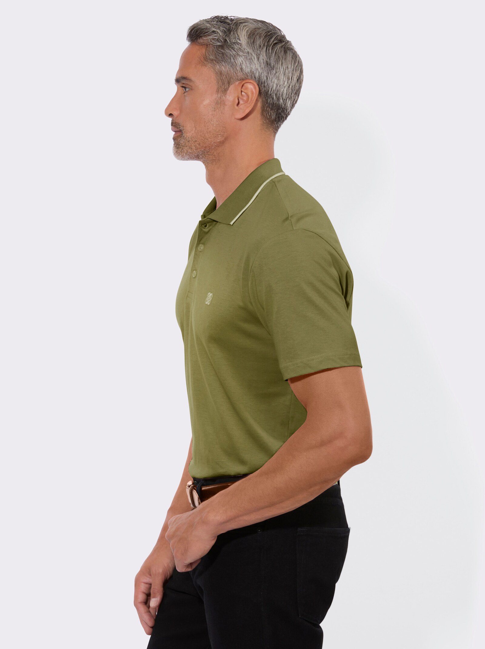 Poloshirt mit Kontrast-Details - oliv