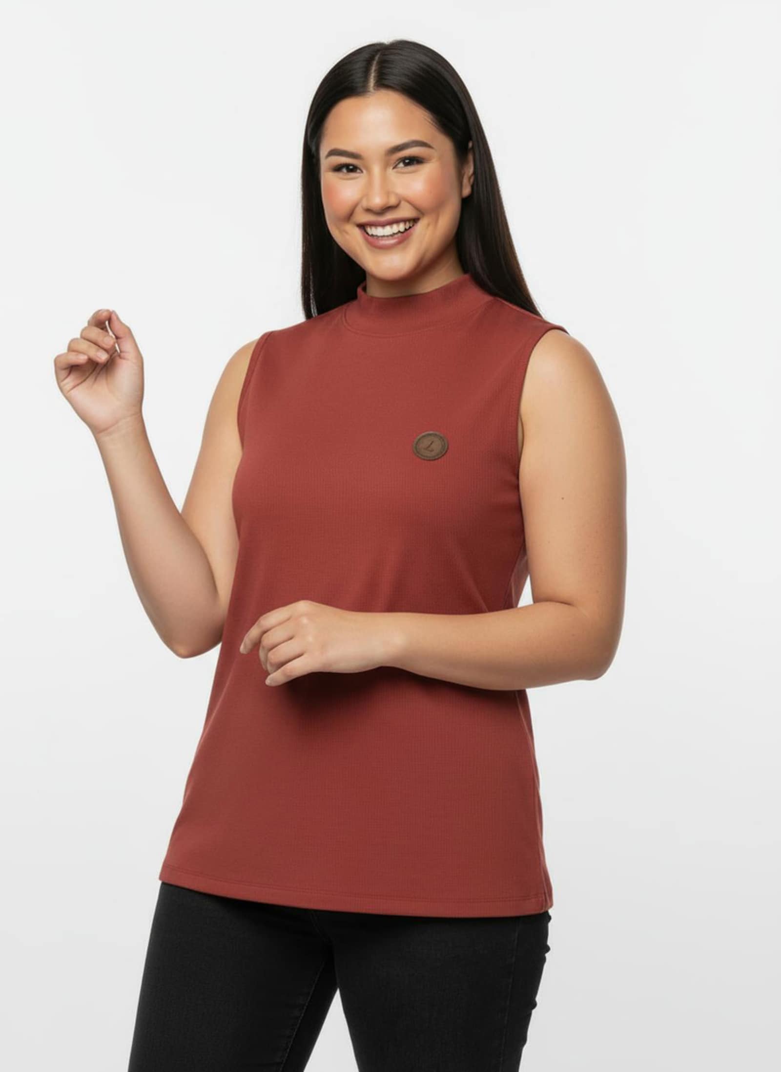 Shirttop mit Stehkragen, pflegeleicht - terra