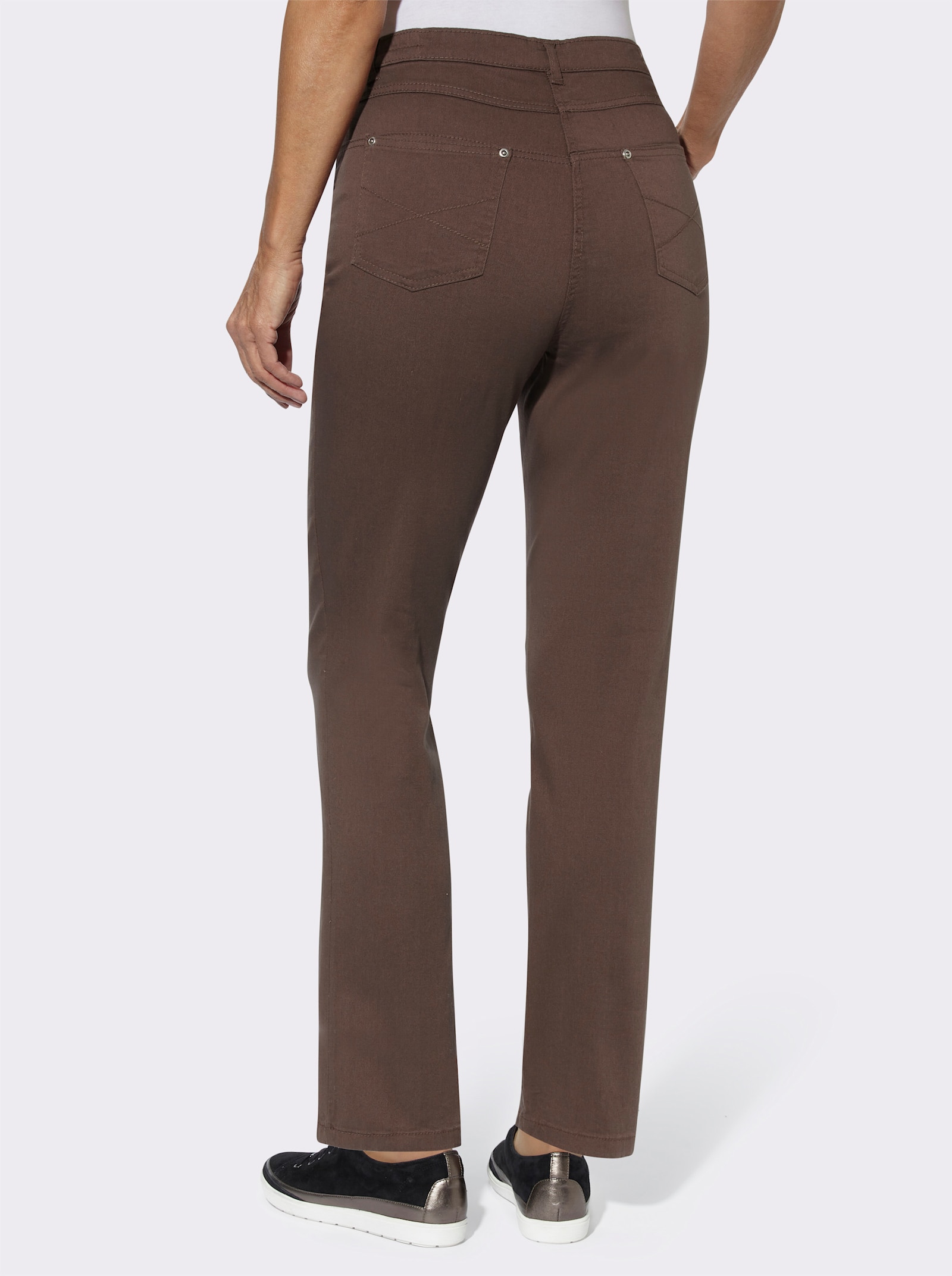 5-Pocket-Jeans mit seitlichem Dehnbund - schokobraun