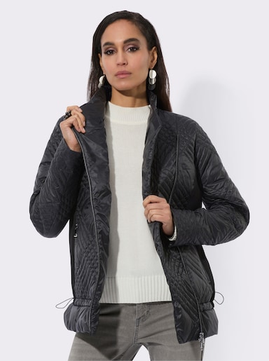 Daunenjacke im Materialmix - schwarz