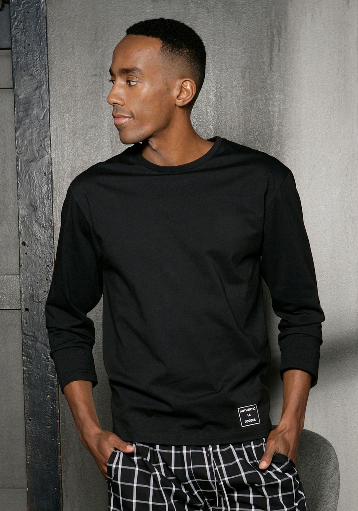 AUTHENTIC LE JOGGER Pyjama - zwart geruit