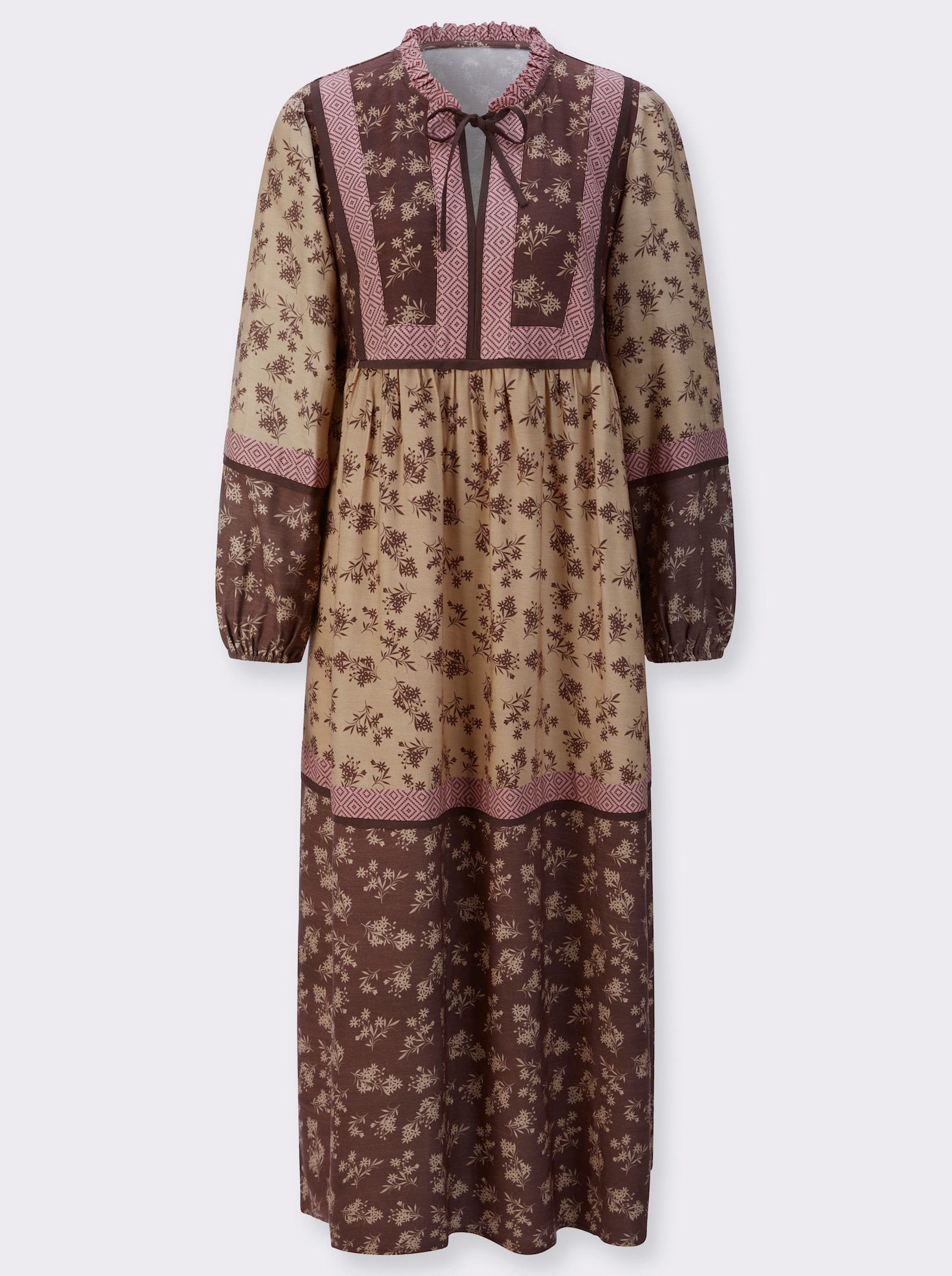  Druckkleid in floralem Muster - camel-schoko-bedruckt
