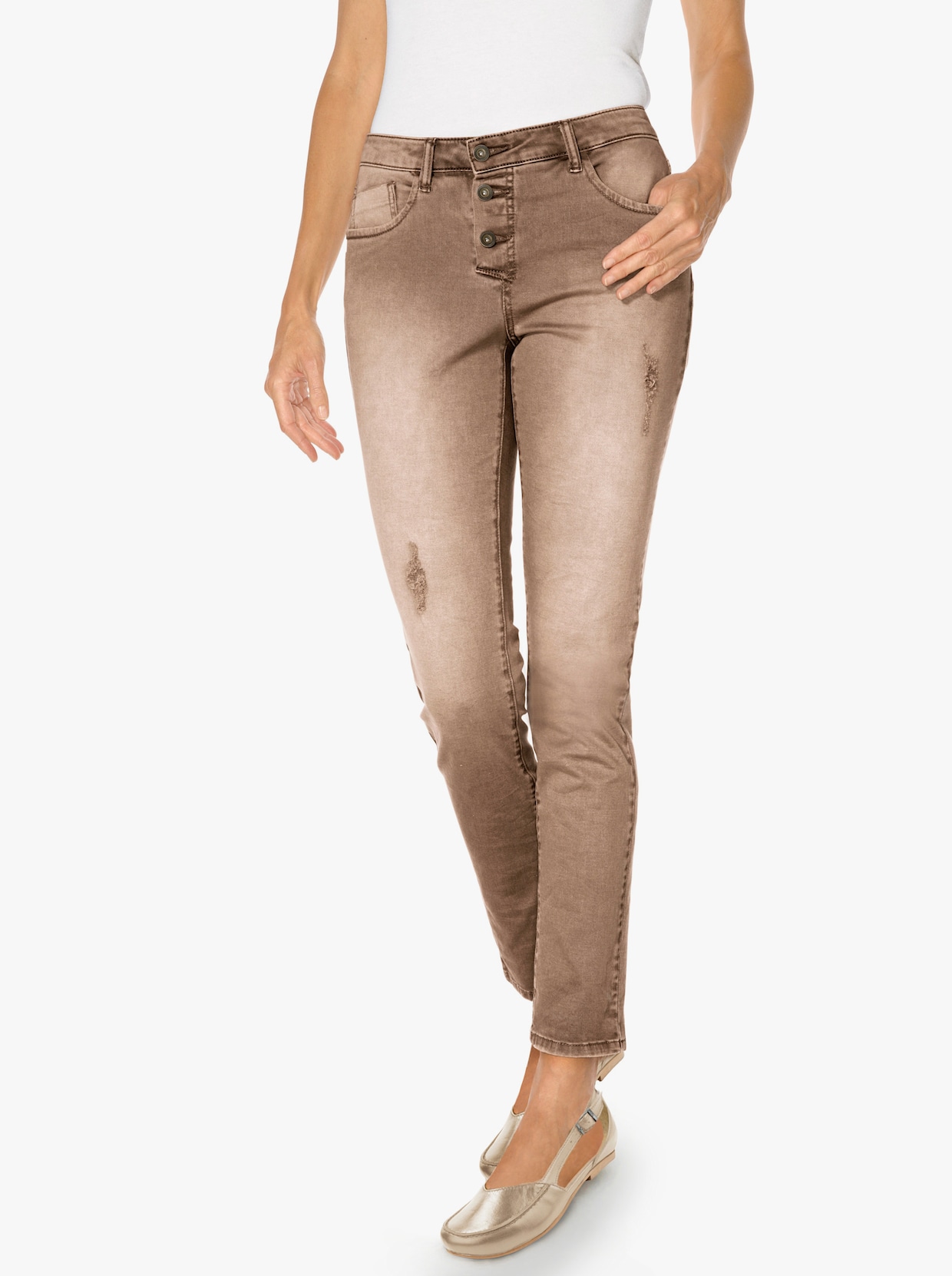 heine Pantalon boyfriend - moka usé
