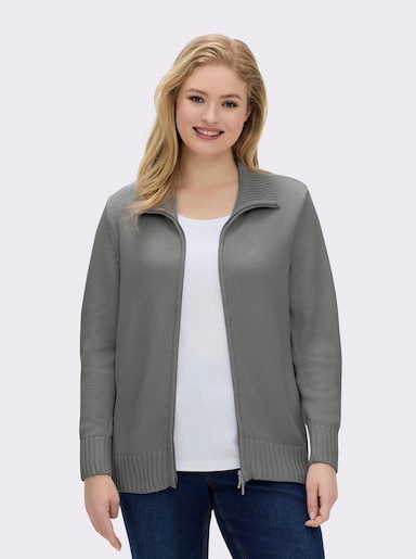Strickjacke mit 2-Wege-Reißverschluss - grau-meliert