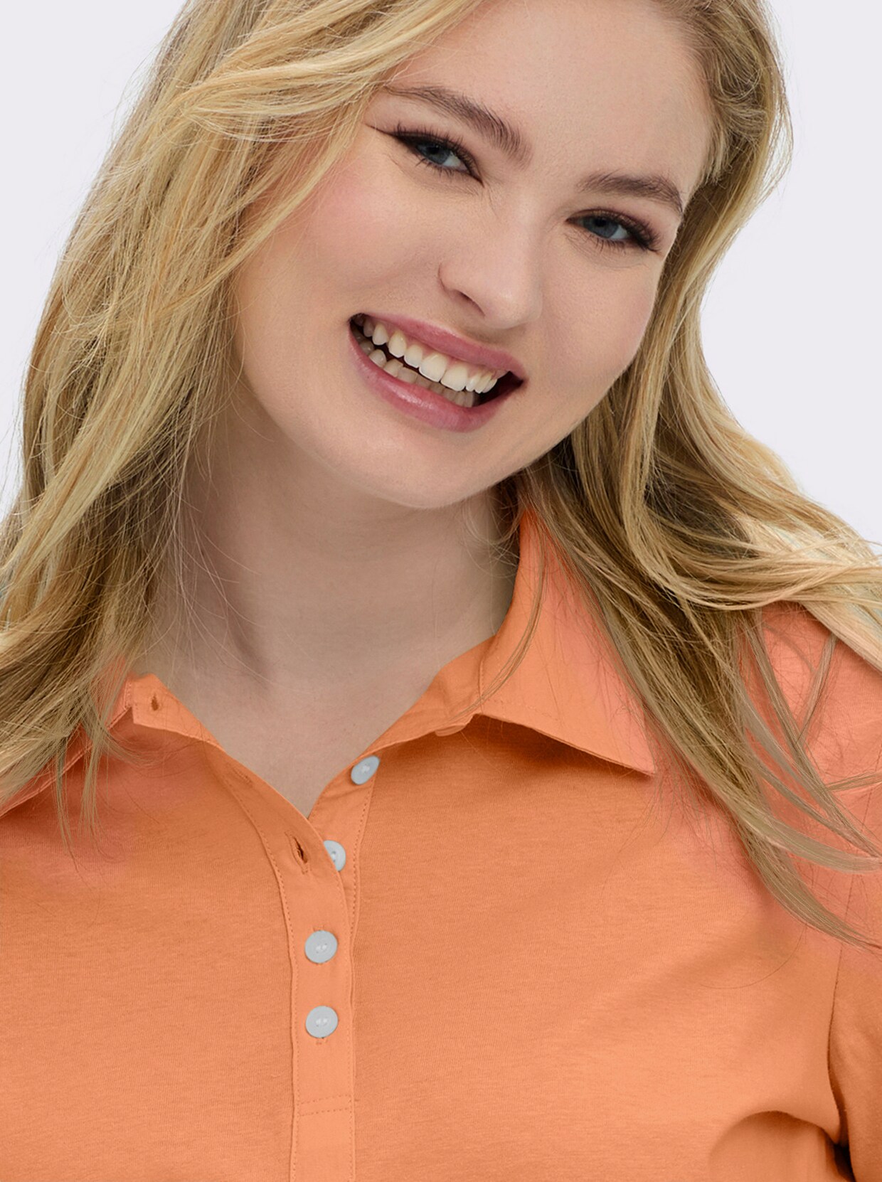 Langarm-Poloshirt in reiner Baumwoll-Qualität - orange