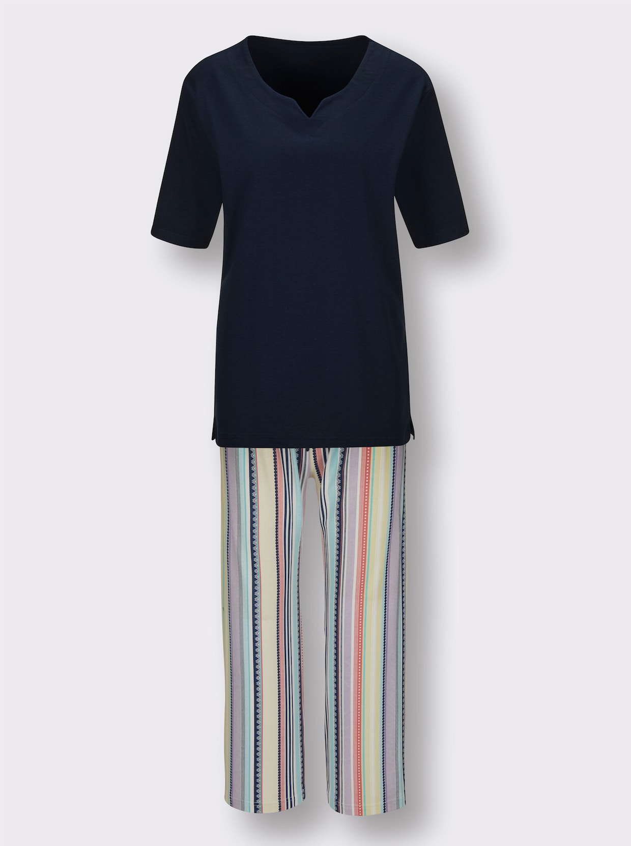 Hajo Pyjama - marine/ecru geprint