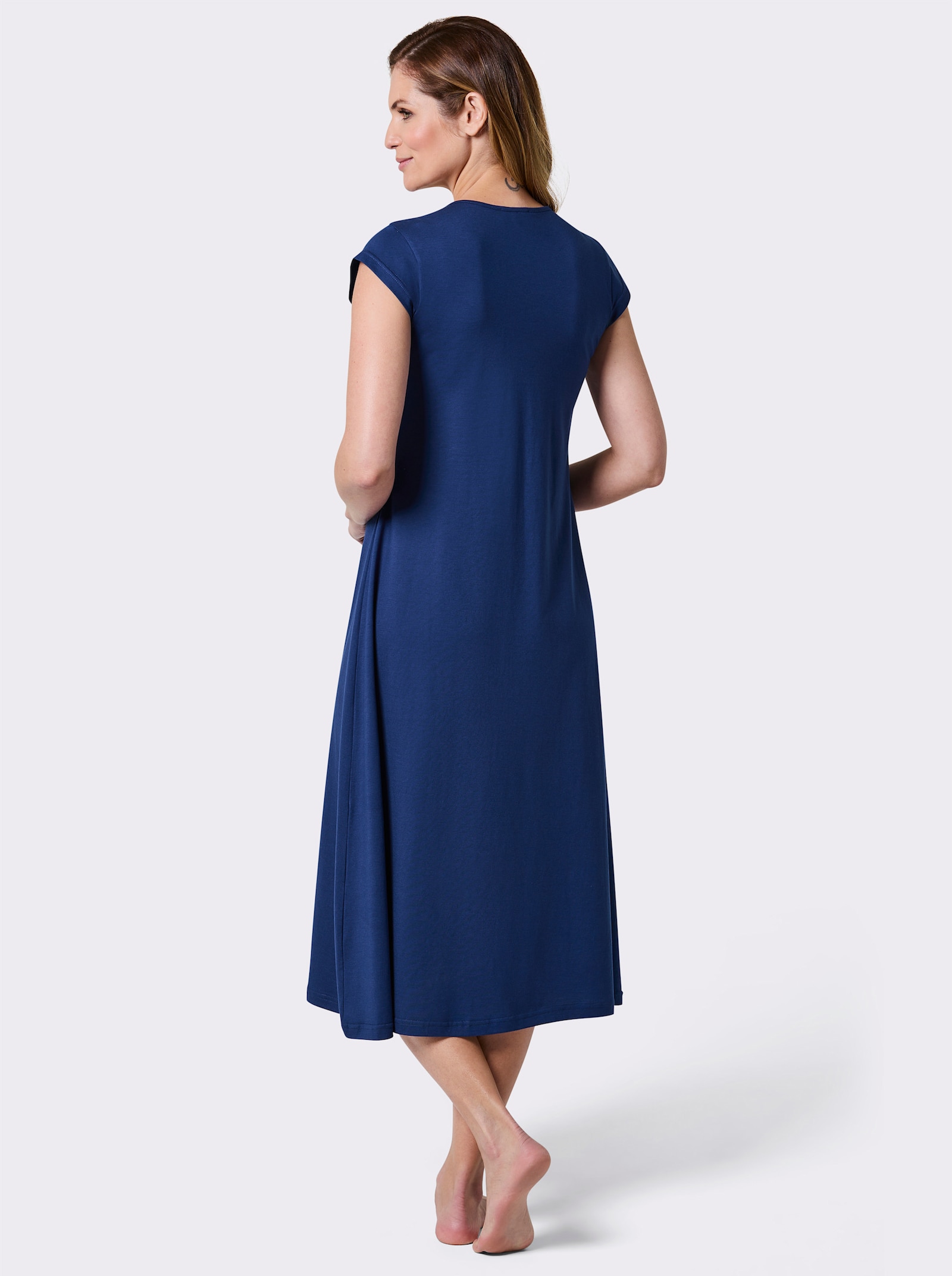 Nachthemd mit V-förmiger Spitze - royalblau