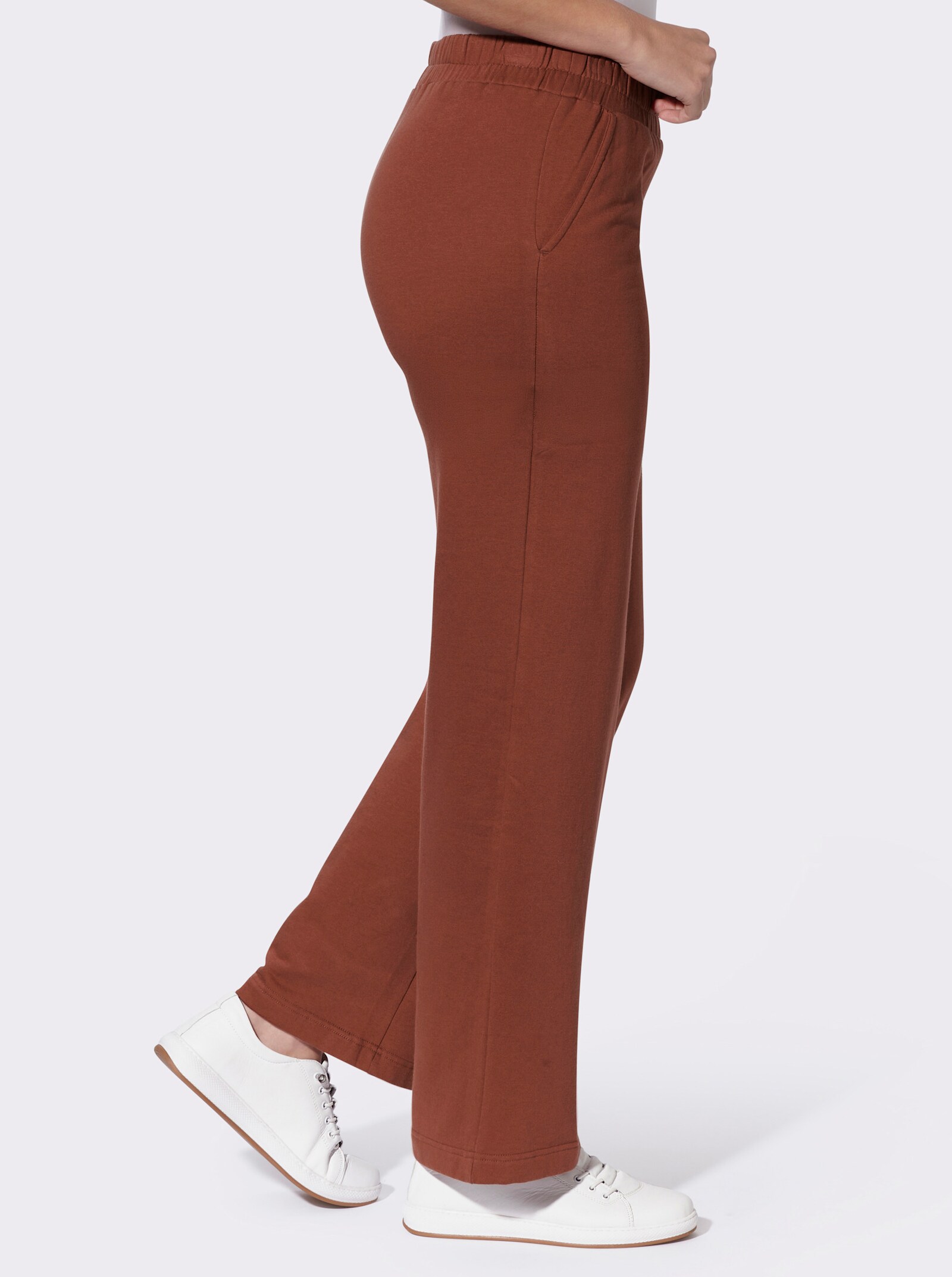 Jerseyhose mit Dehnbund - rotbraun