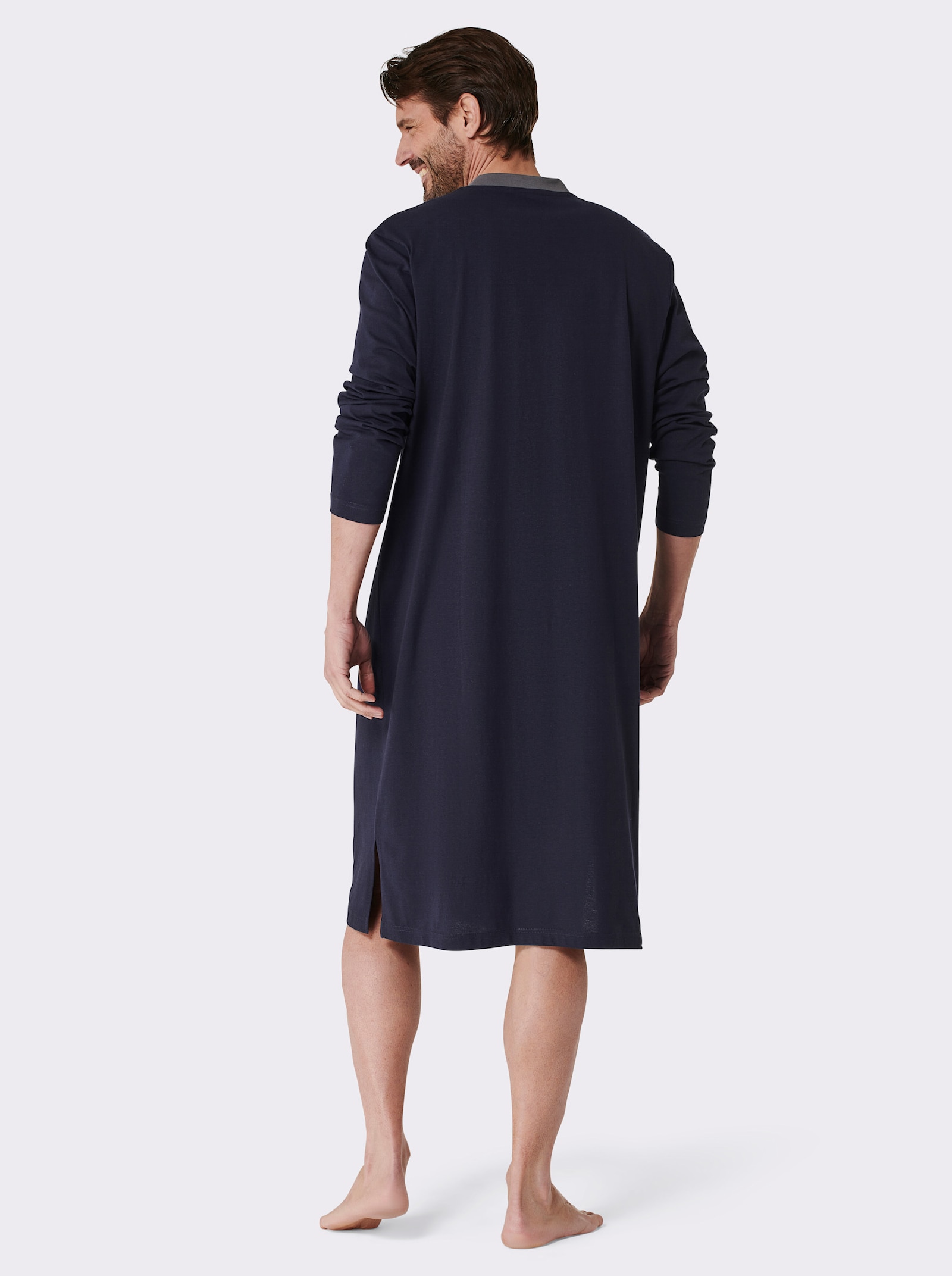 wäschepur men Nachthemden - marine + lichtgrijs bedrukt