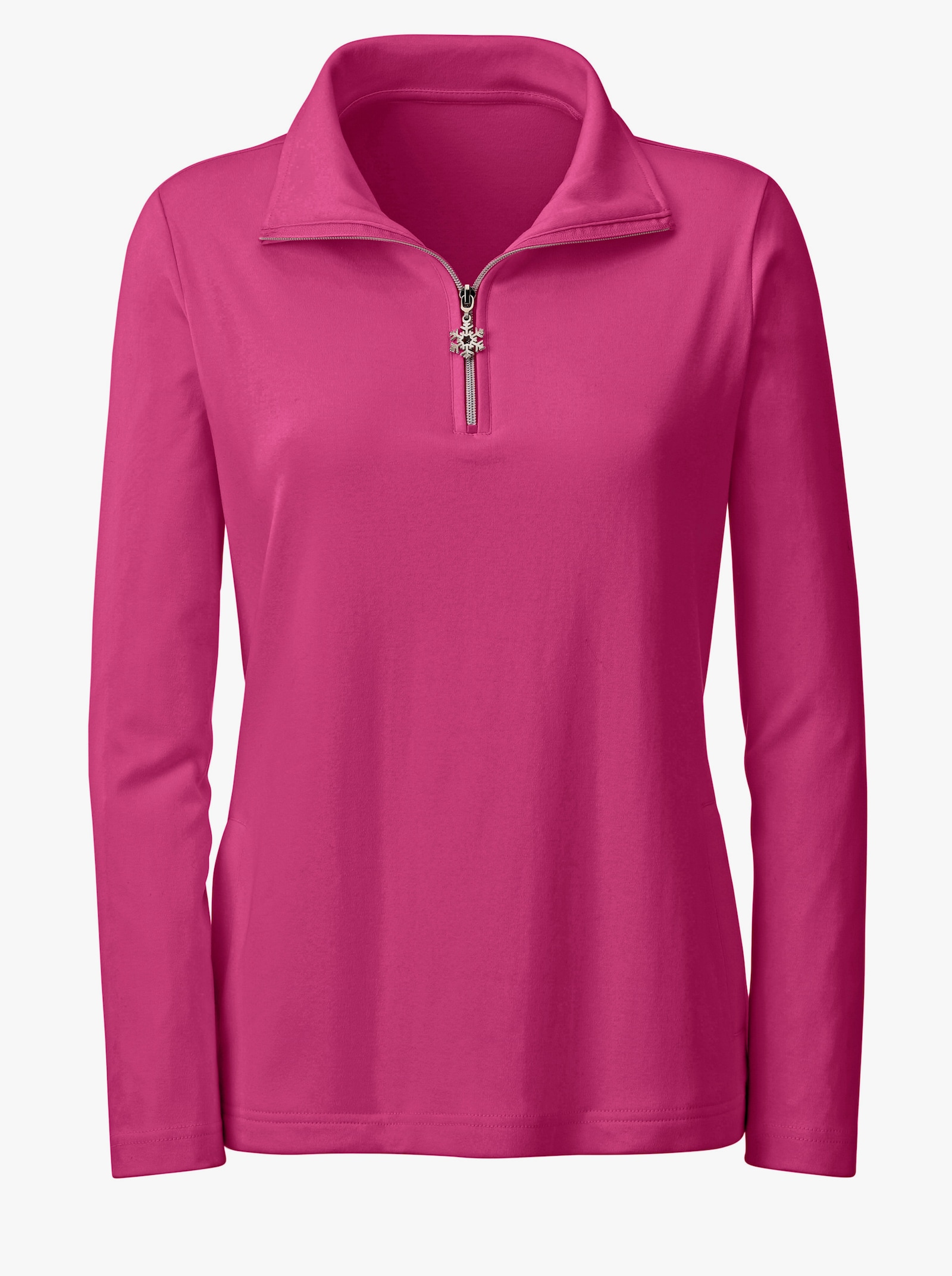Langarmshirt mit Schneeflocken-Anhänger - fuchsia