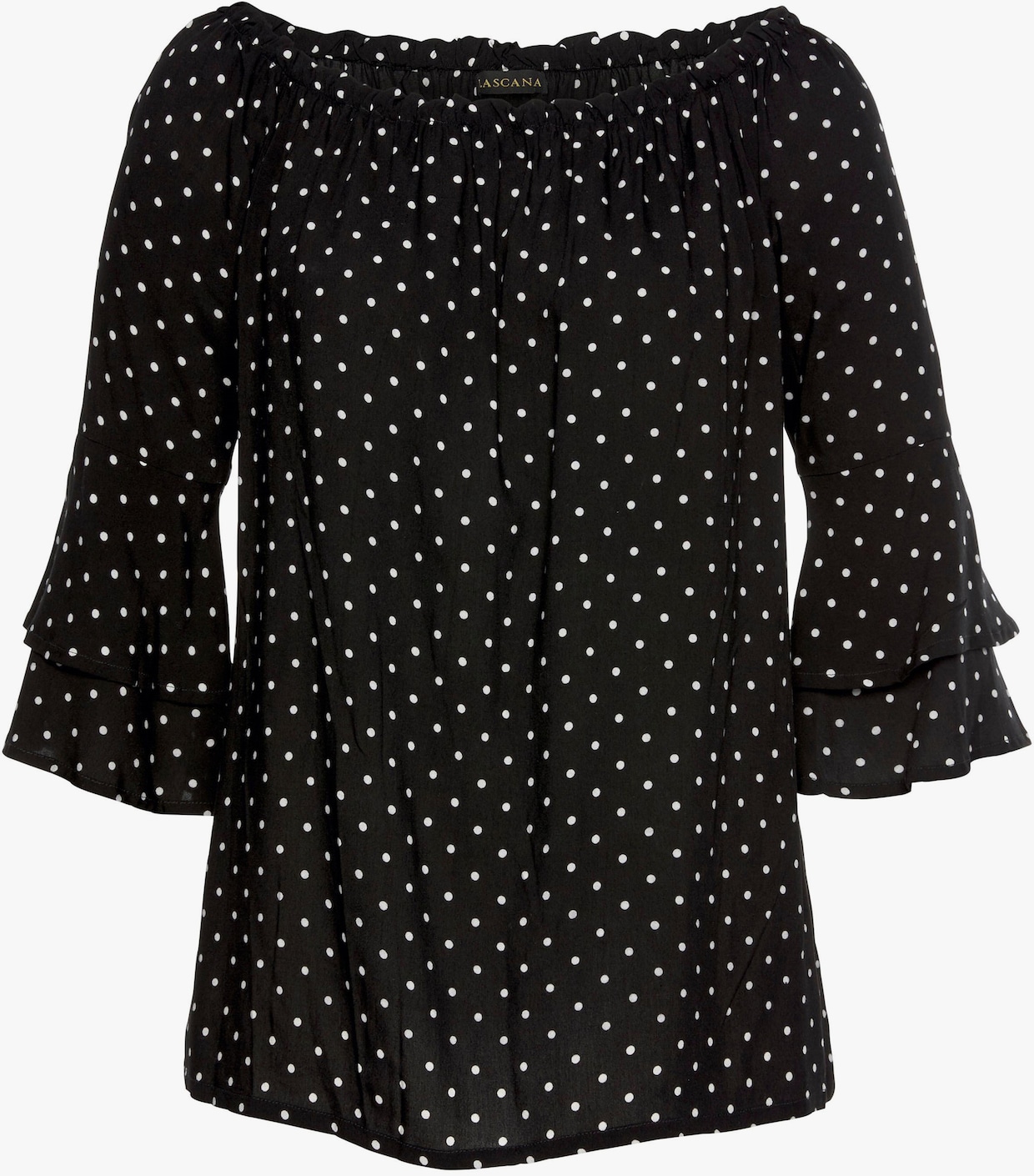 LASCANA Chemisier Carmen - noir-blanc à pois