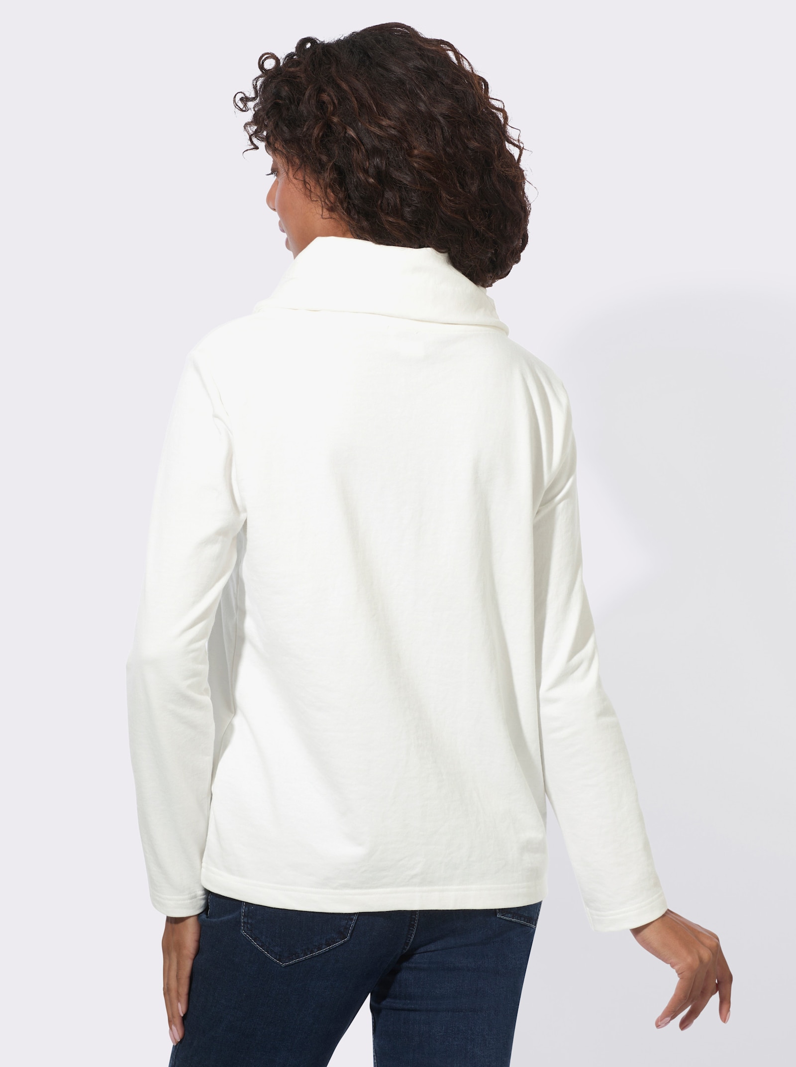 Sweatshirt mit Schriftzug im Vorderteil - ecru