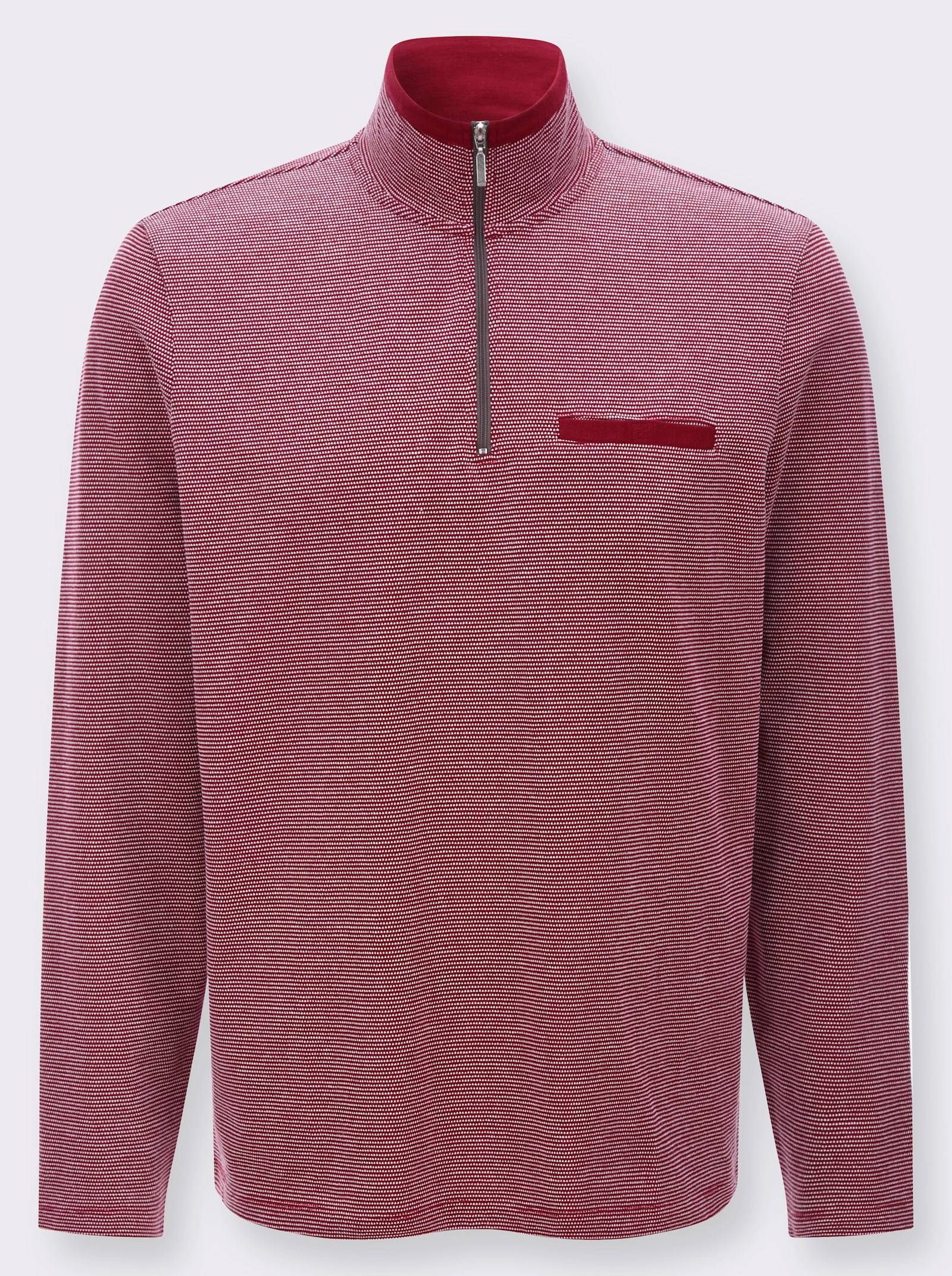 Sweatshirt med bröstficka - mörkröd-mönstrad