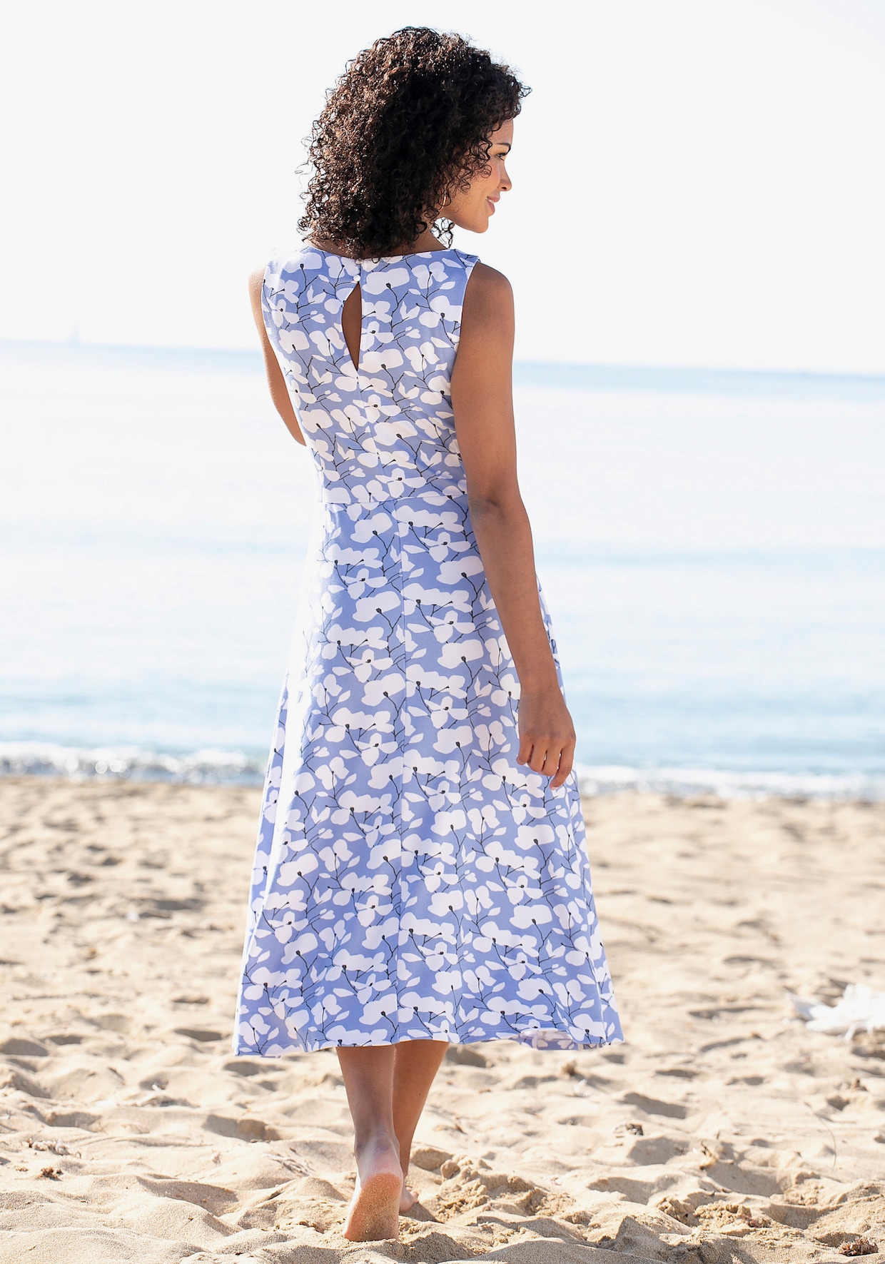 Beachtime Sommerkleid - blau-creme-bedruckt