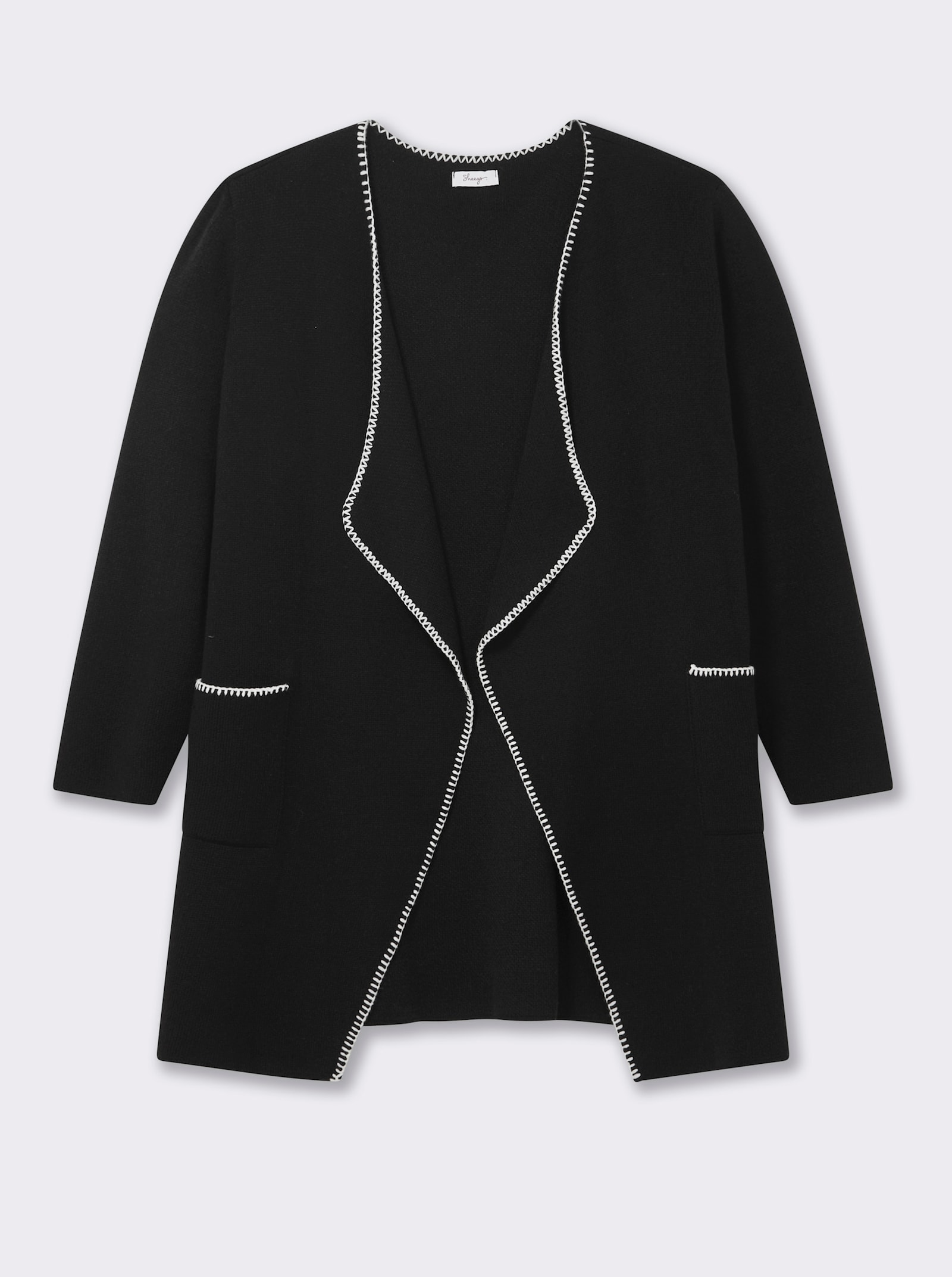 sheego Vest met siersteekdetails - zwart/ecru