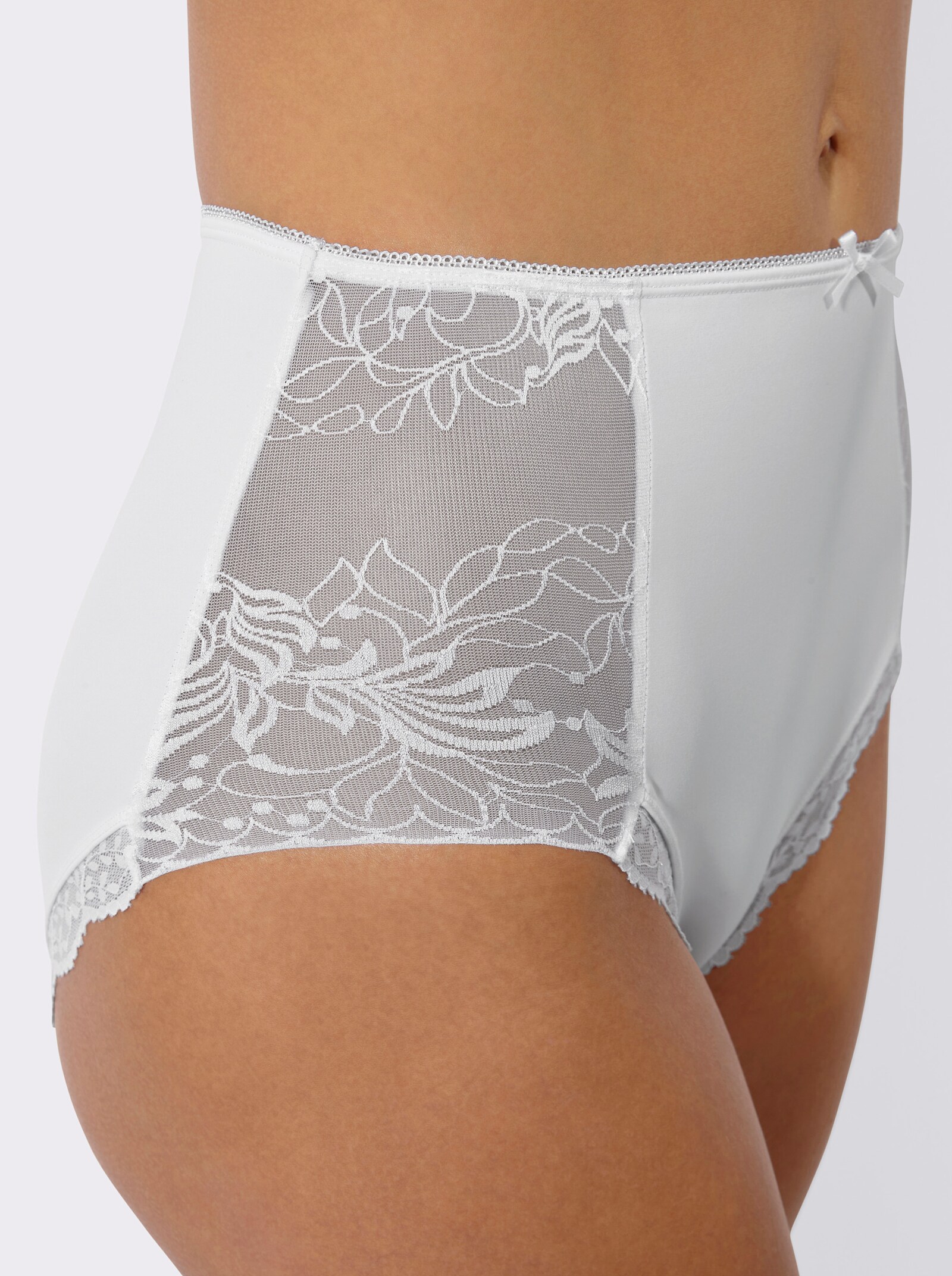 wäschepur Taillenslip mit seitlicher Spitze - 2x weiß