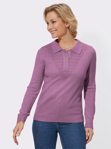 Polopullover mit Knöpfen - orchidee