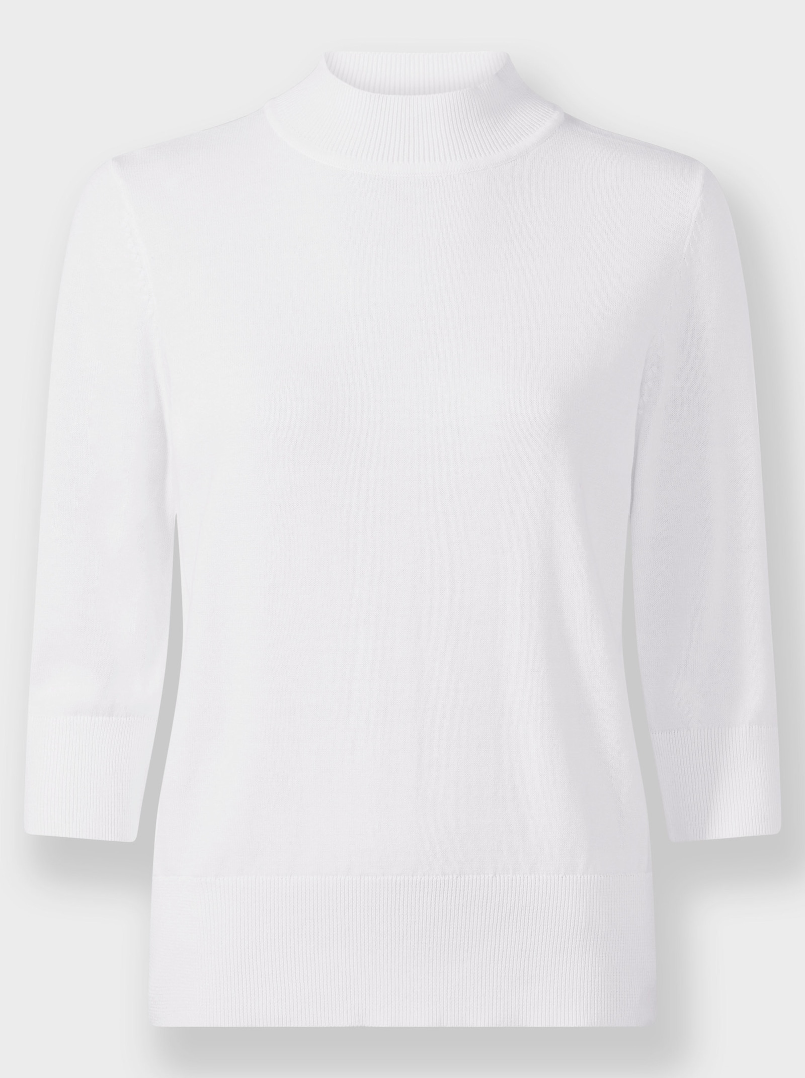 Stehkragenpullover mit 3/4-Ärmeln - ecru