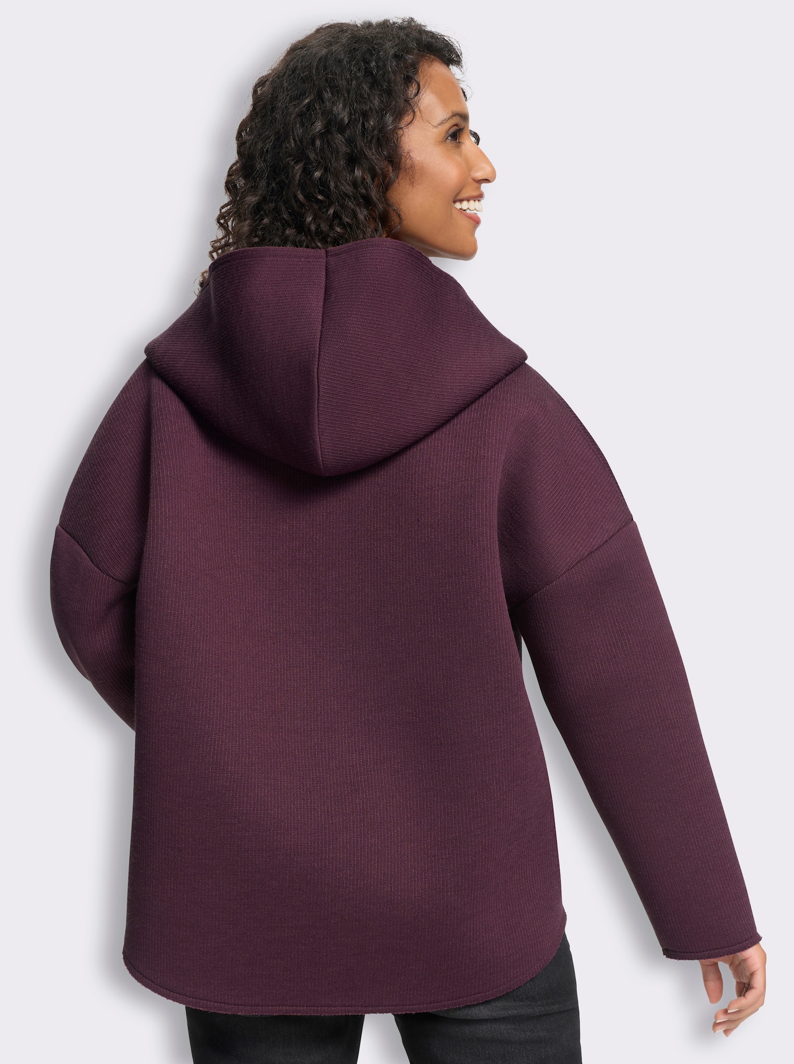 heine Shirtjacke im Materialmix - burgund