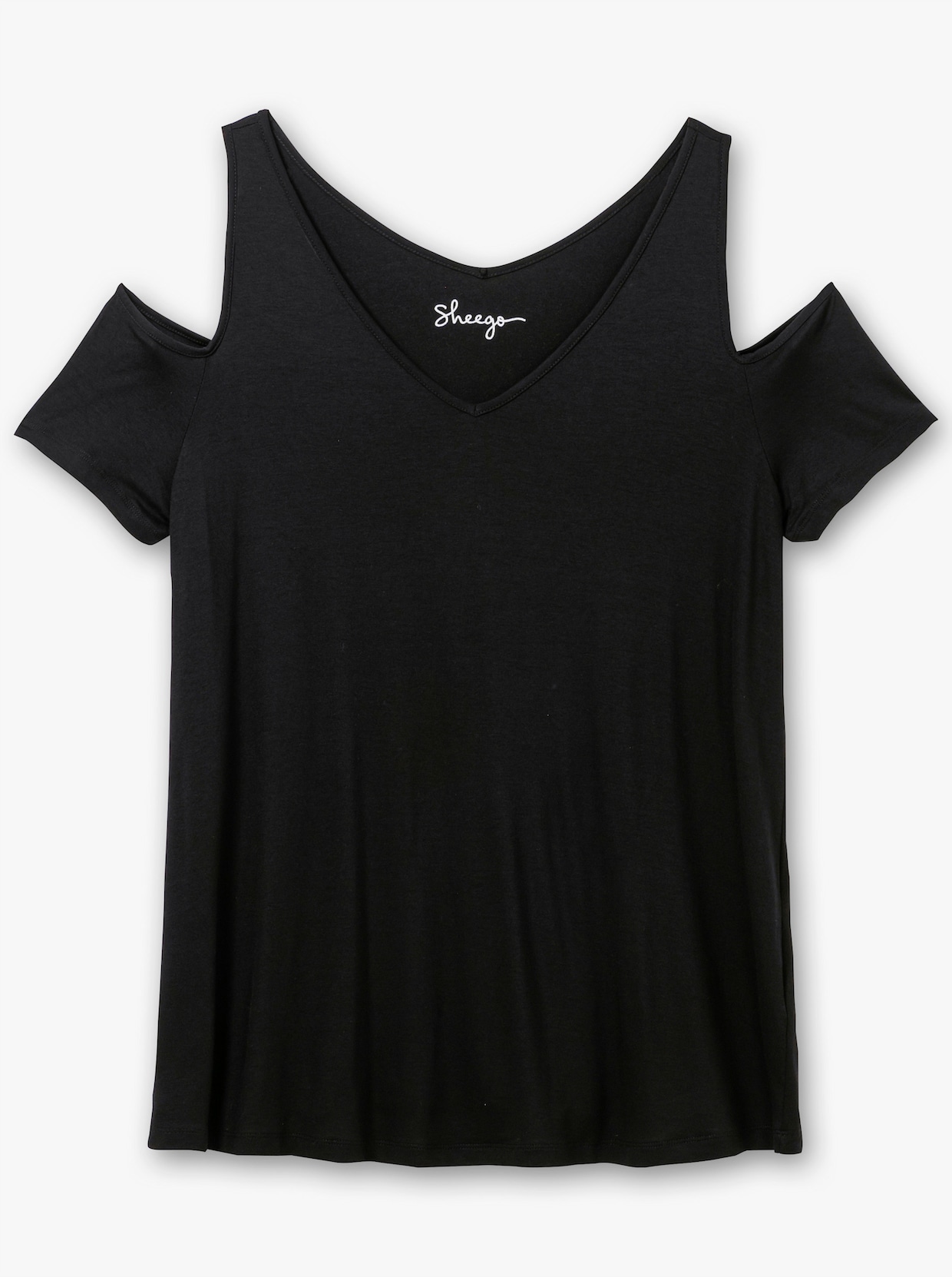 sheego Shirt met V-hals - zwart