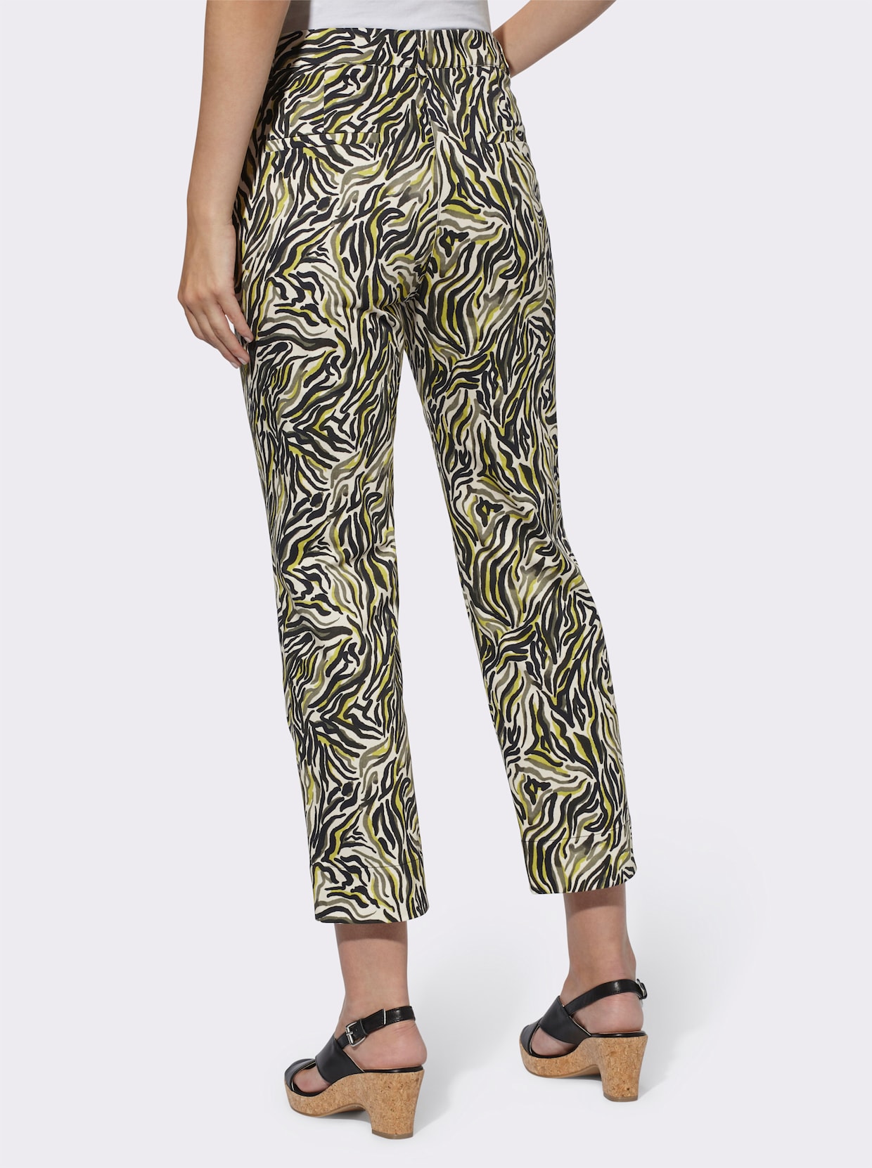 heine Broek met print - kaki/champagne bedrukt