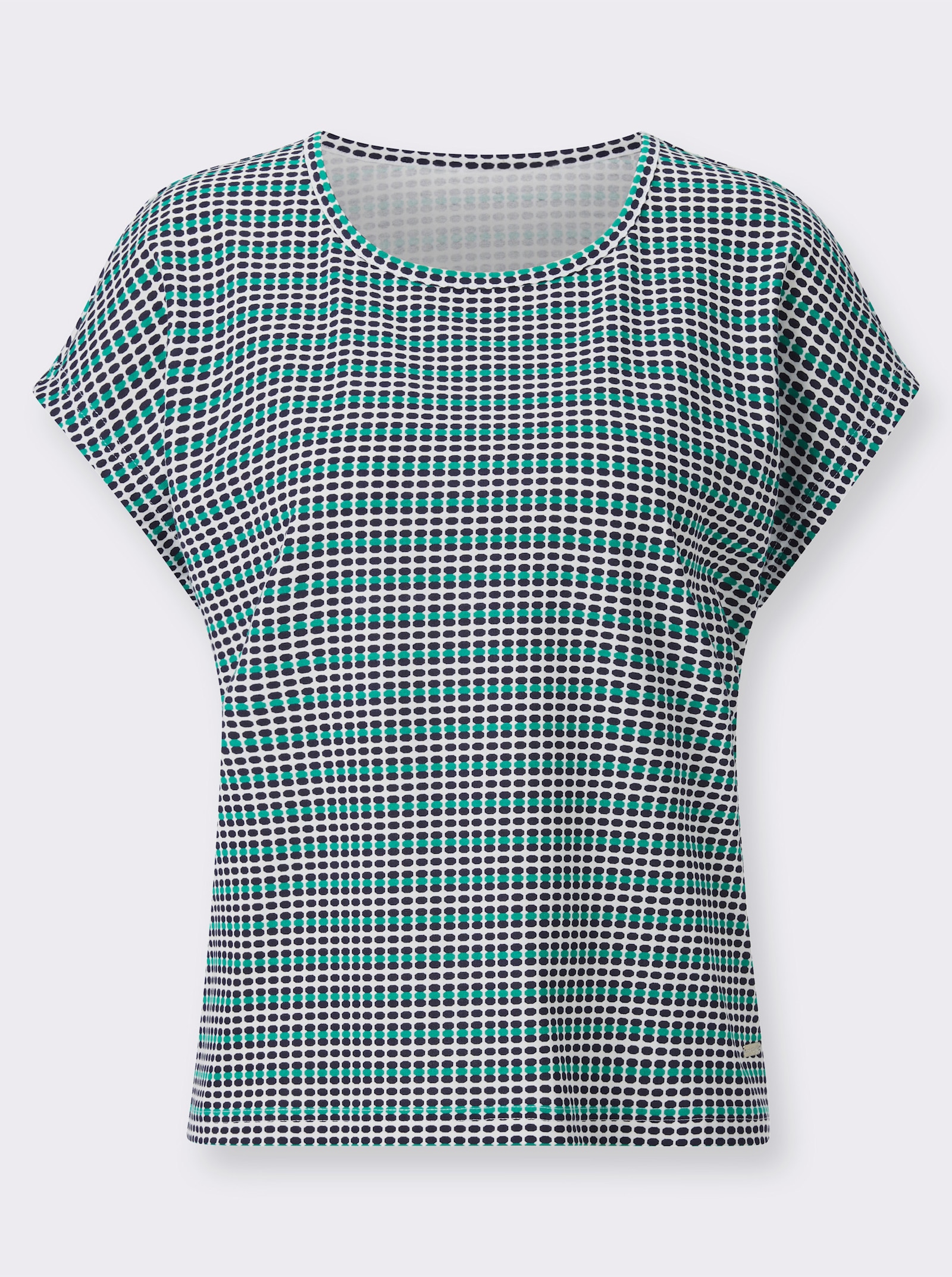 Shirt met print in minimalistisch dessin - marine/smaragd gestreept