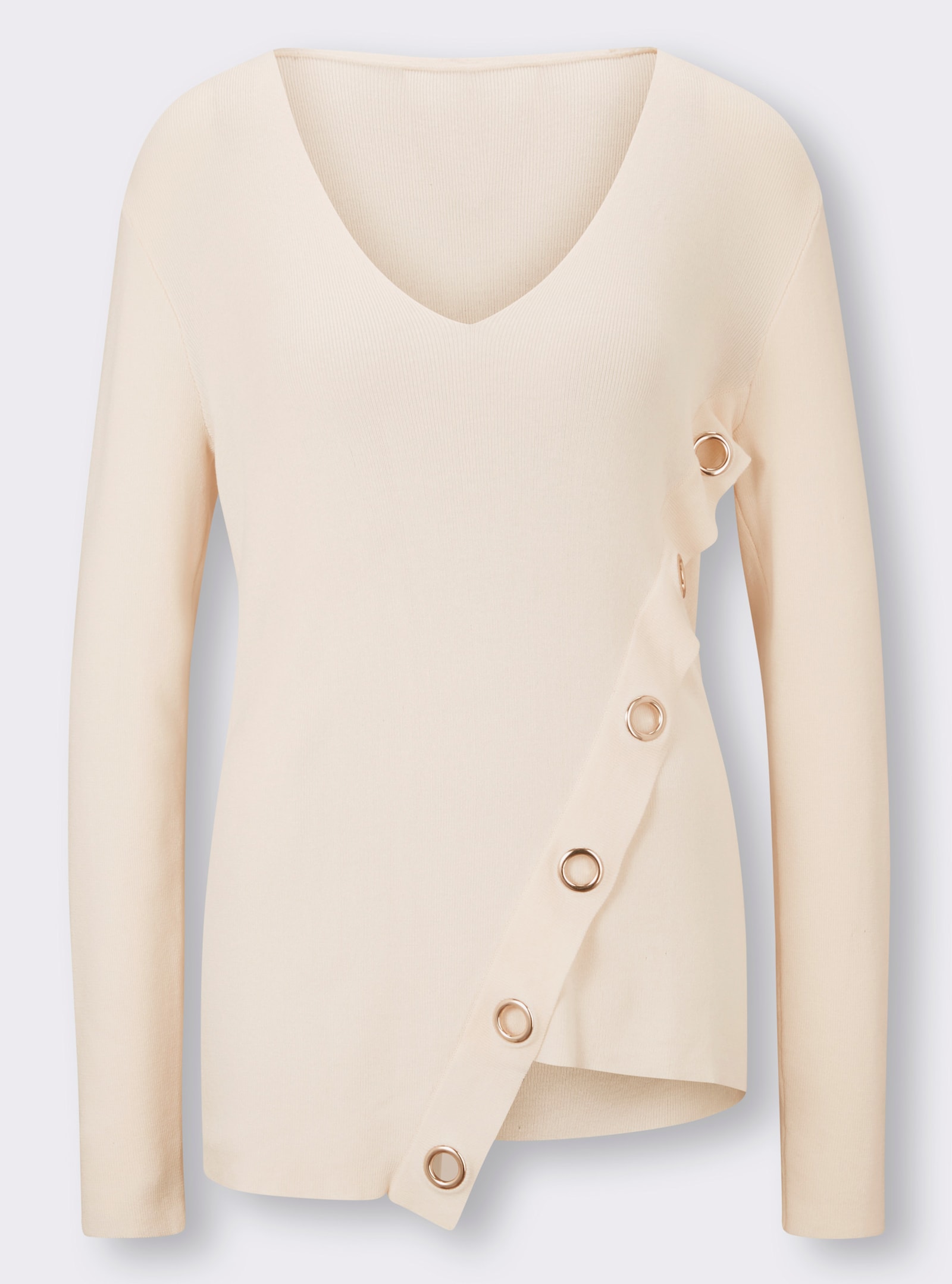 heine V-Ausschnitt-Pullover in asymmetrischer Form - champagner
