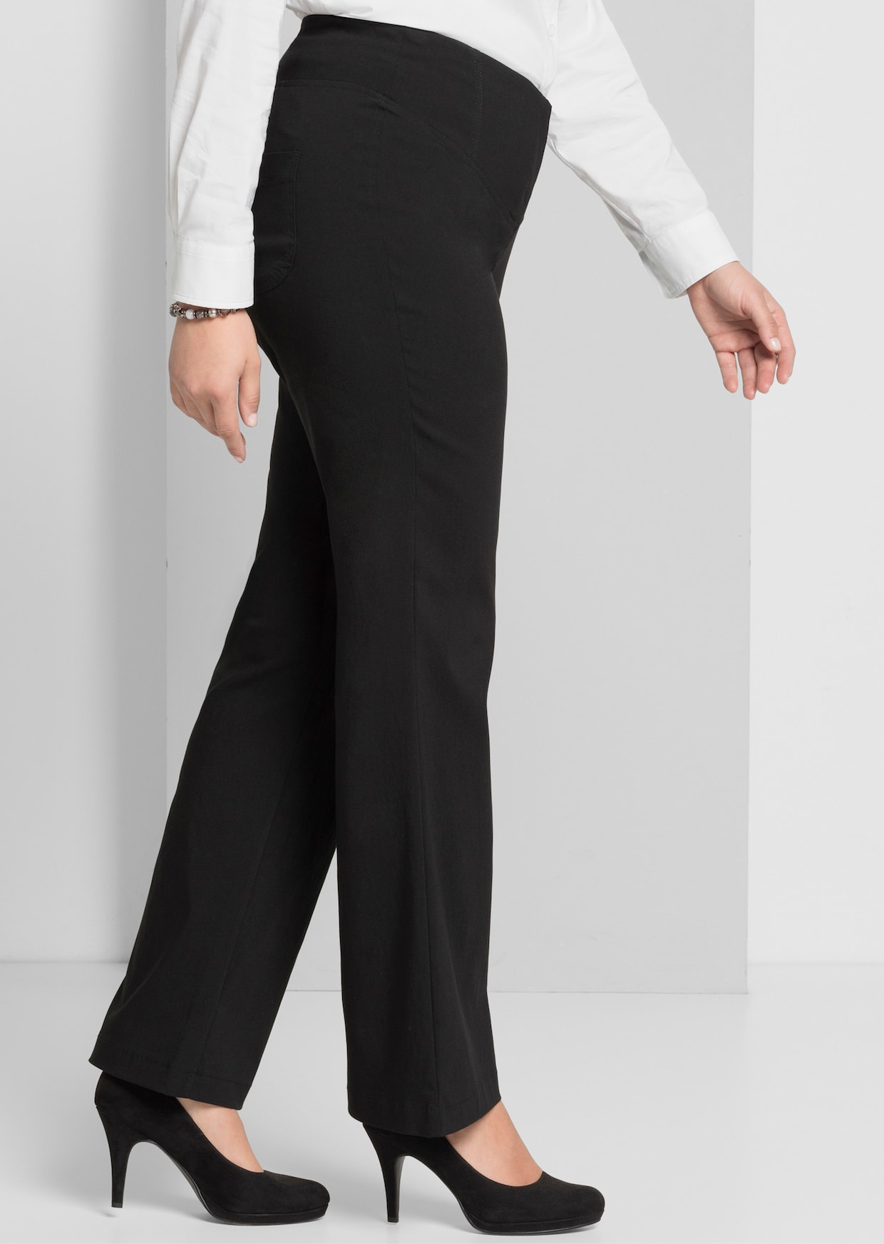 sheego Bootcut broek - zwart