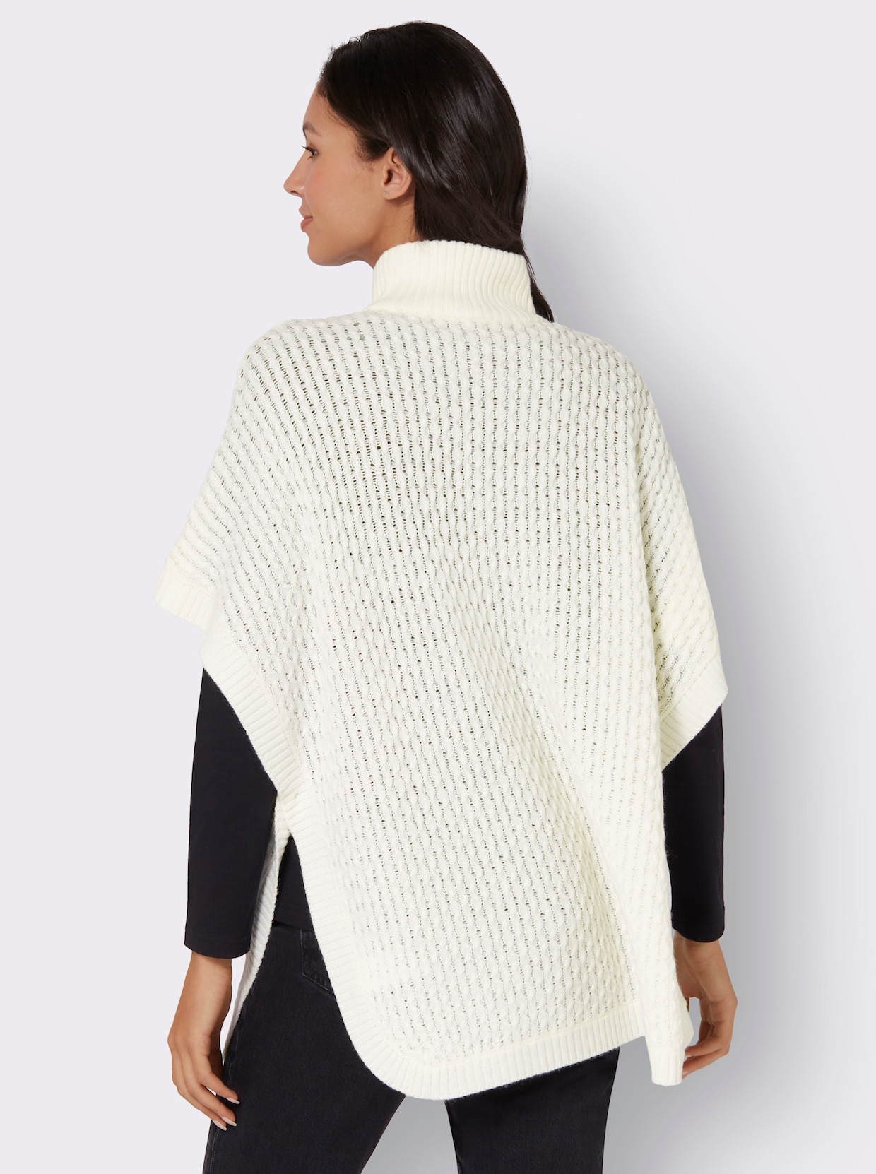 Poncho en tricot - écru