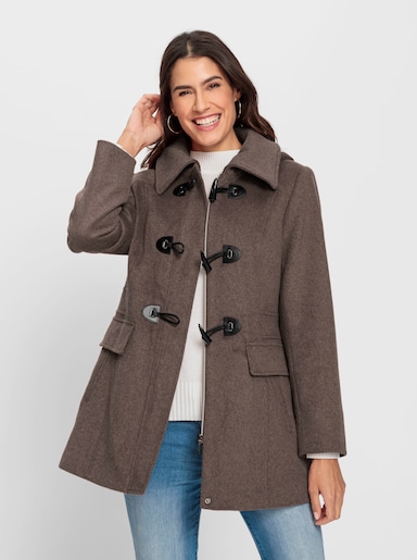 Wolljacke aus Melange-Garn - dunkeltaupe