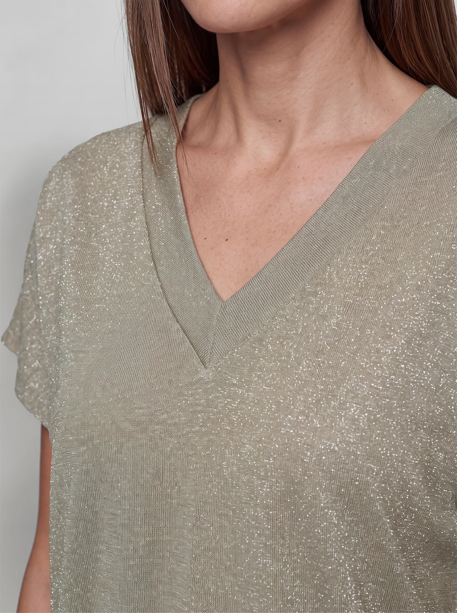 heine Fledermausshirt mit Glanzgarn - schlamm