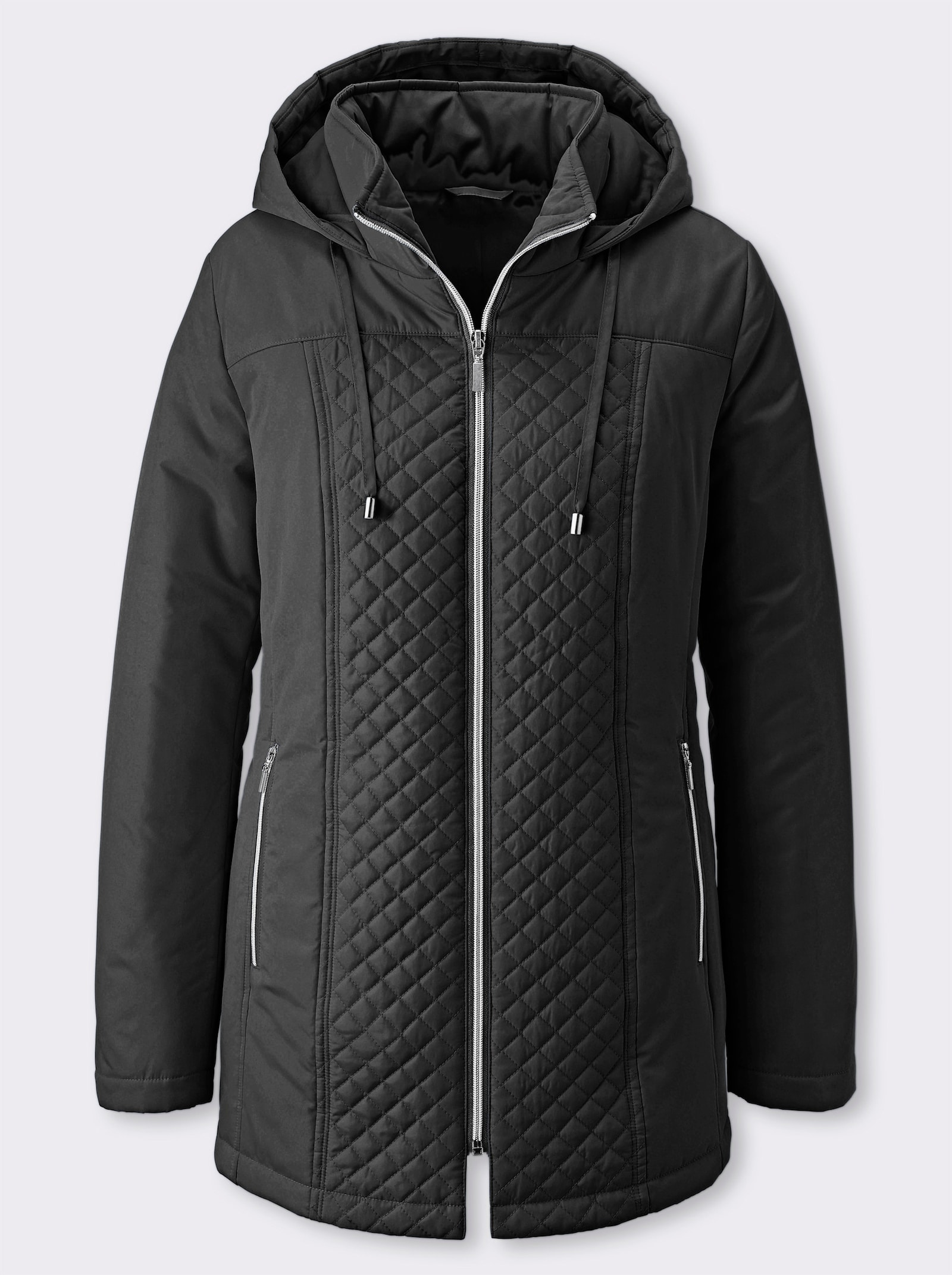 Steppjacke mit Rautenstepp - schwarz