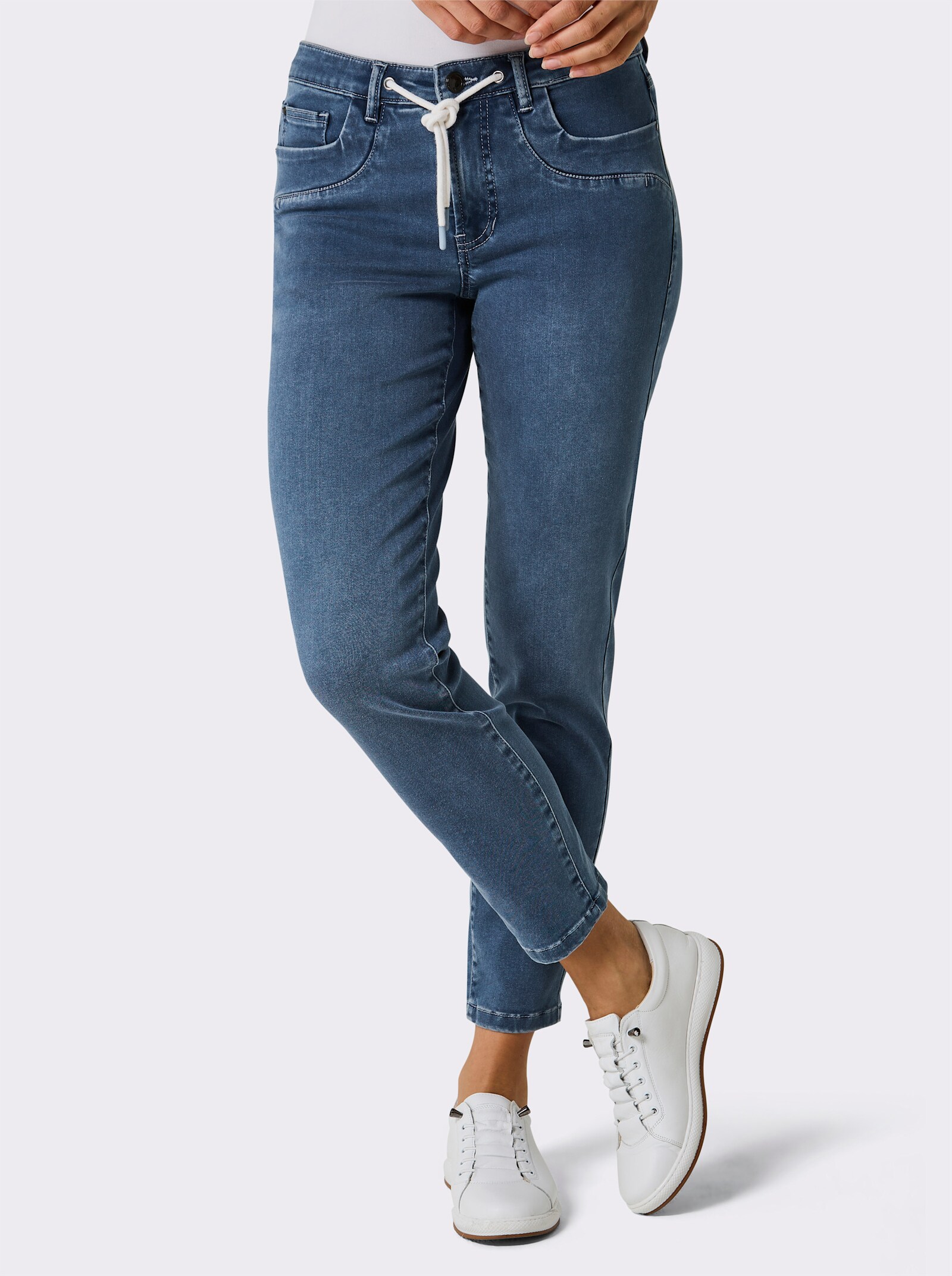 CREATION L PREMIUM 5-Pocket-Jeans mit weichem Griff - blue-bleached