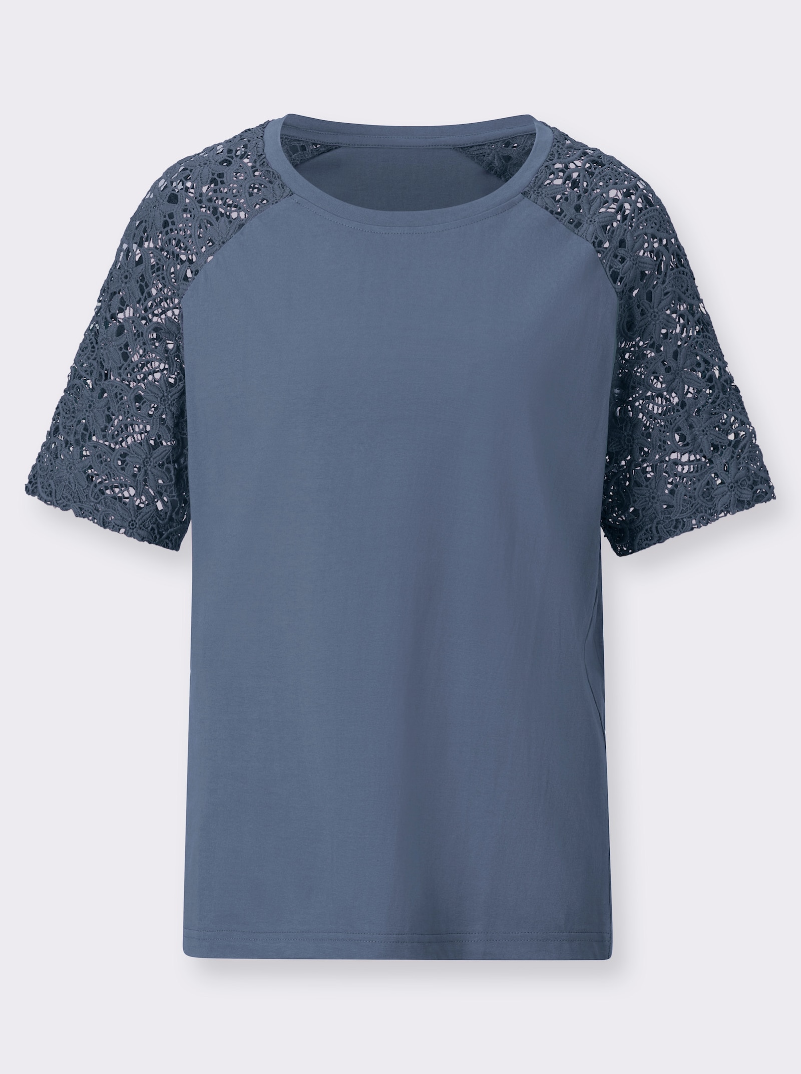 Spitzenshirt aus Baumwolle - rauchblau